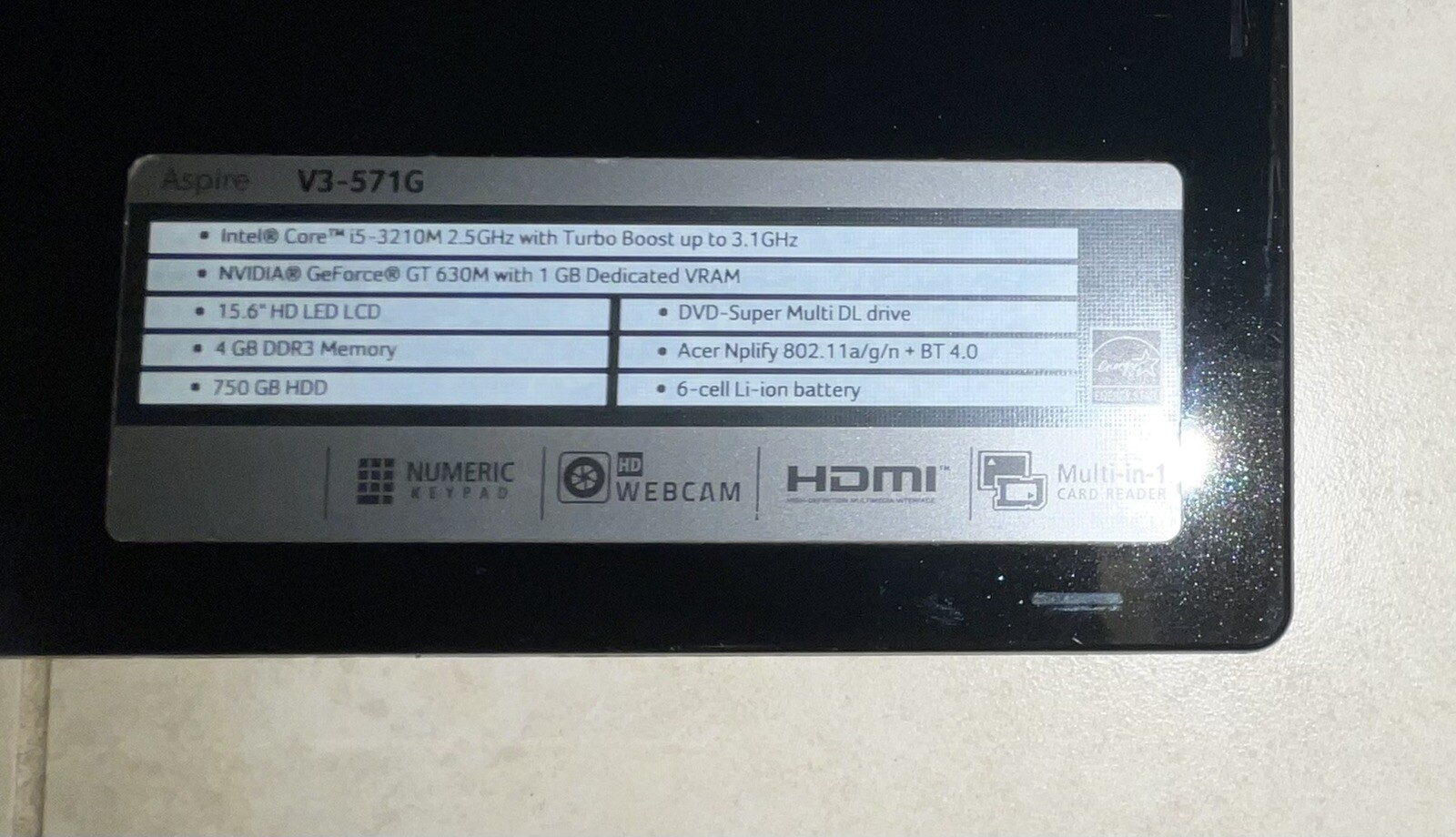 acer intel core i5-3210m 2.5ghzwith Turbo boost upto 3.1 Ghz Laptop