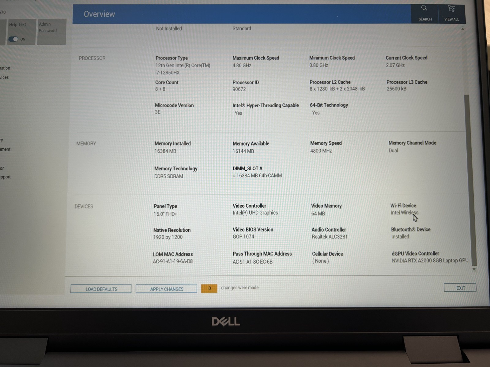 Dell Precision 7670 16″ Core i7-12850HX 16GB RAM 1TB NVMe NVIDIA RTX 2000 Win 11