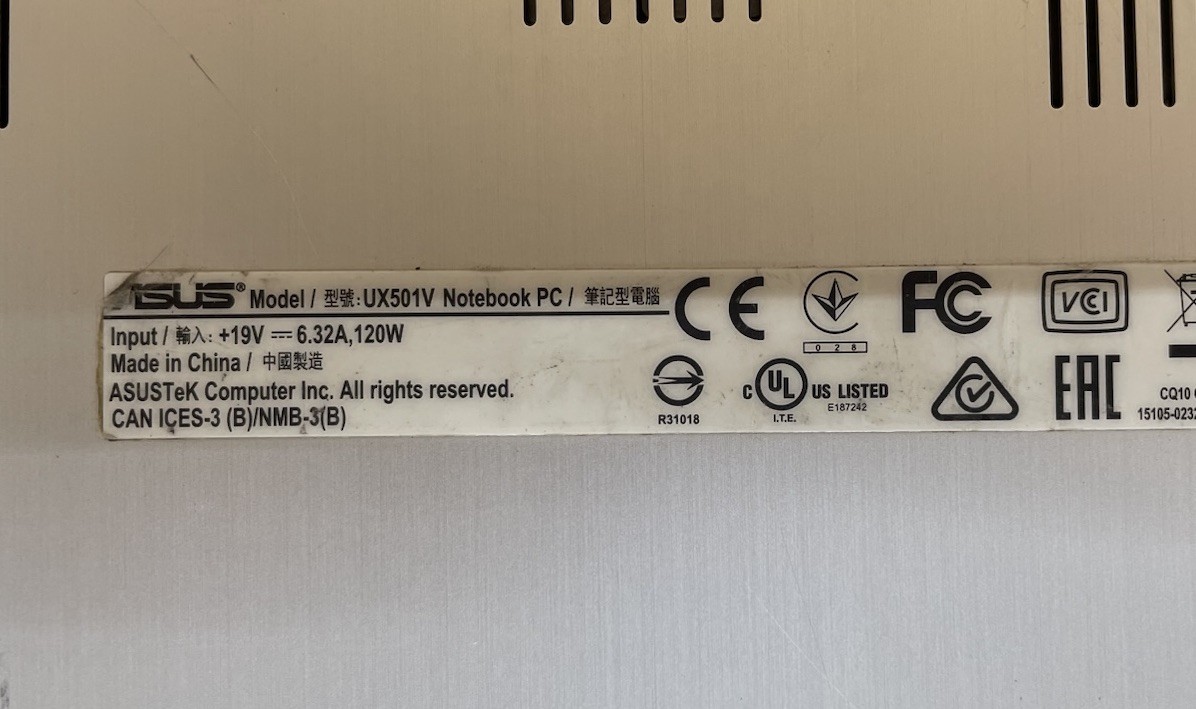ASUS UX501V Gaming Notebook Laptop PC UX501V *READ DESCRIPTION – FOR PARTS*