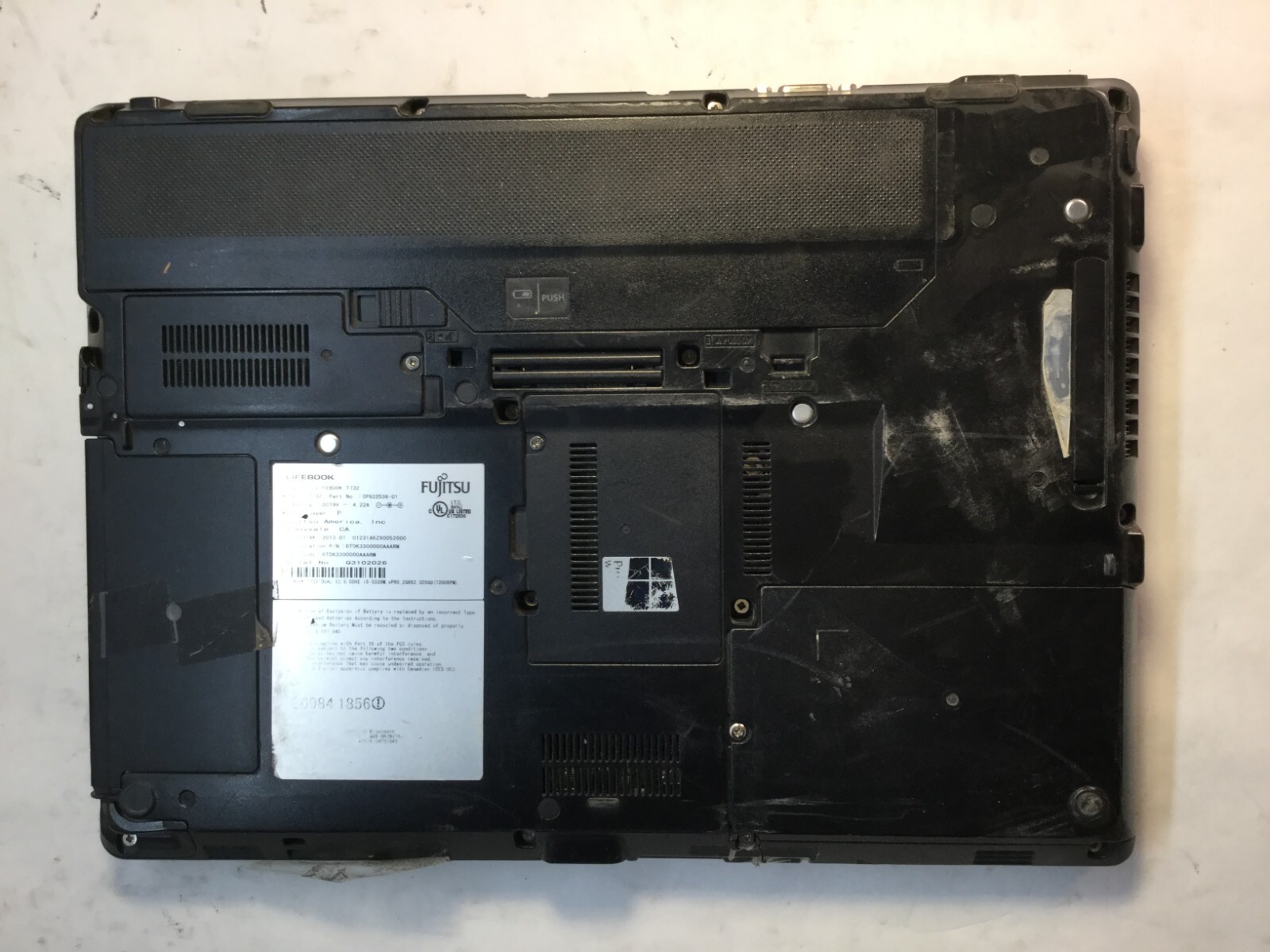Fujitsu Lifebook T732 13″ Laptop Intel Core i5 3rd Gen-POWERS/CRACKED SCREEN -MZ