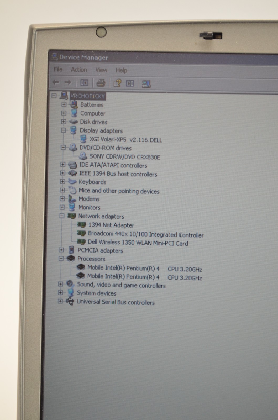 Dell Insprion 5150 15″ P4 3.20GHz 1GB Ram 80GB HDD Volari Graphics Windows XP
