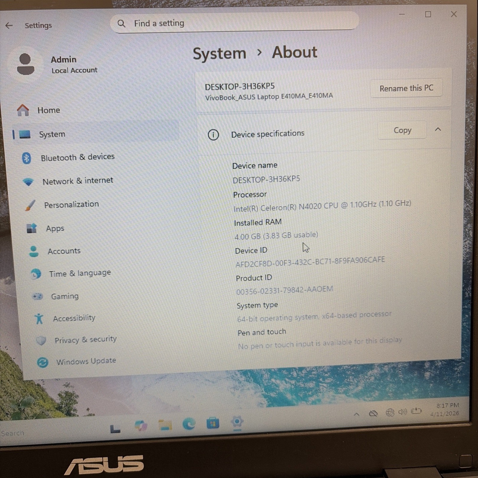 ASUS LAPTOP E410MA_E410MA L90