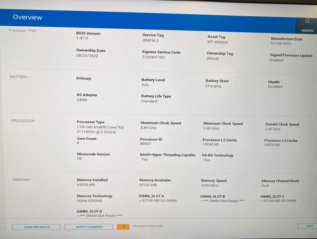 Dell Precision 7760 17″ NVIDIA RTX A3000 2.5GHz Intel Core i7-11850H 64GB 1TB