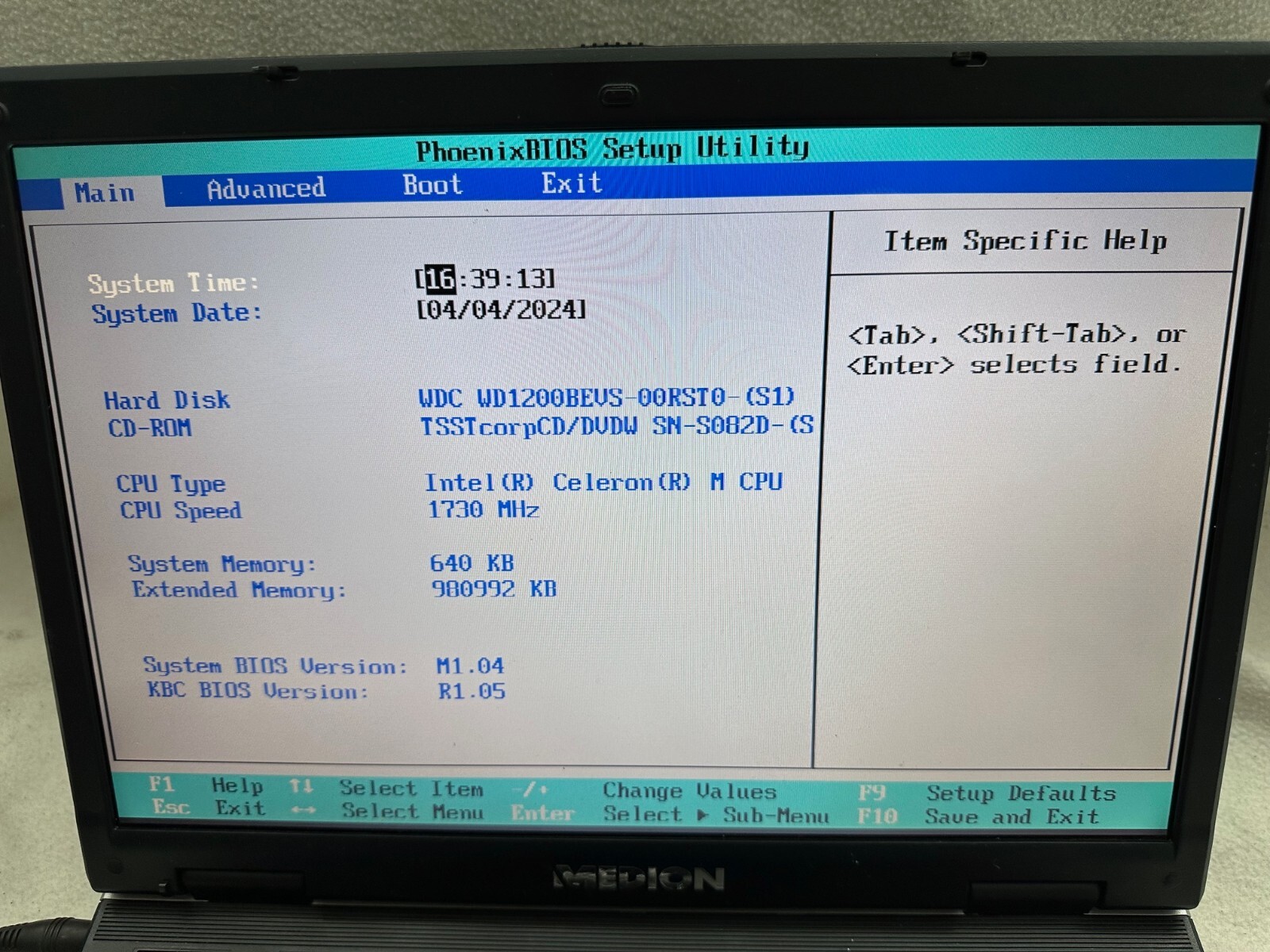 Medion MIM 2210 MD 96317 with Intel Celeron M 1730MHz 120GB HDD 1GB RAM Laptop
