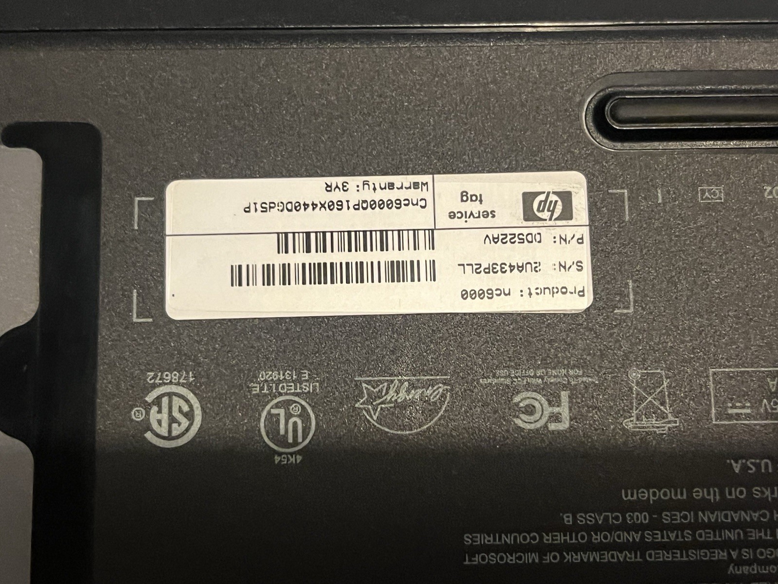HP Compaq NC6000 Laptop Windows XP Intel PENTIUM M 1.50 Ram 40 Gig Storage