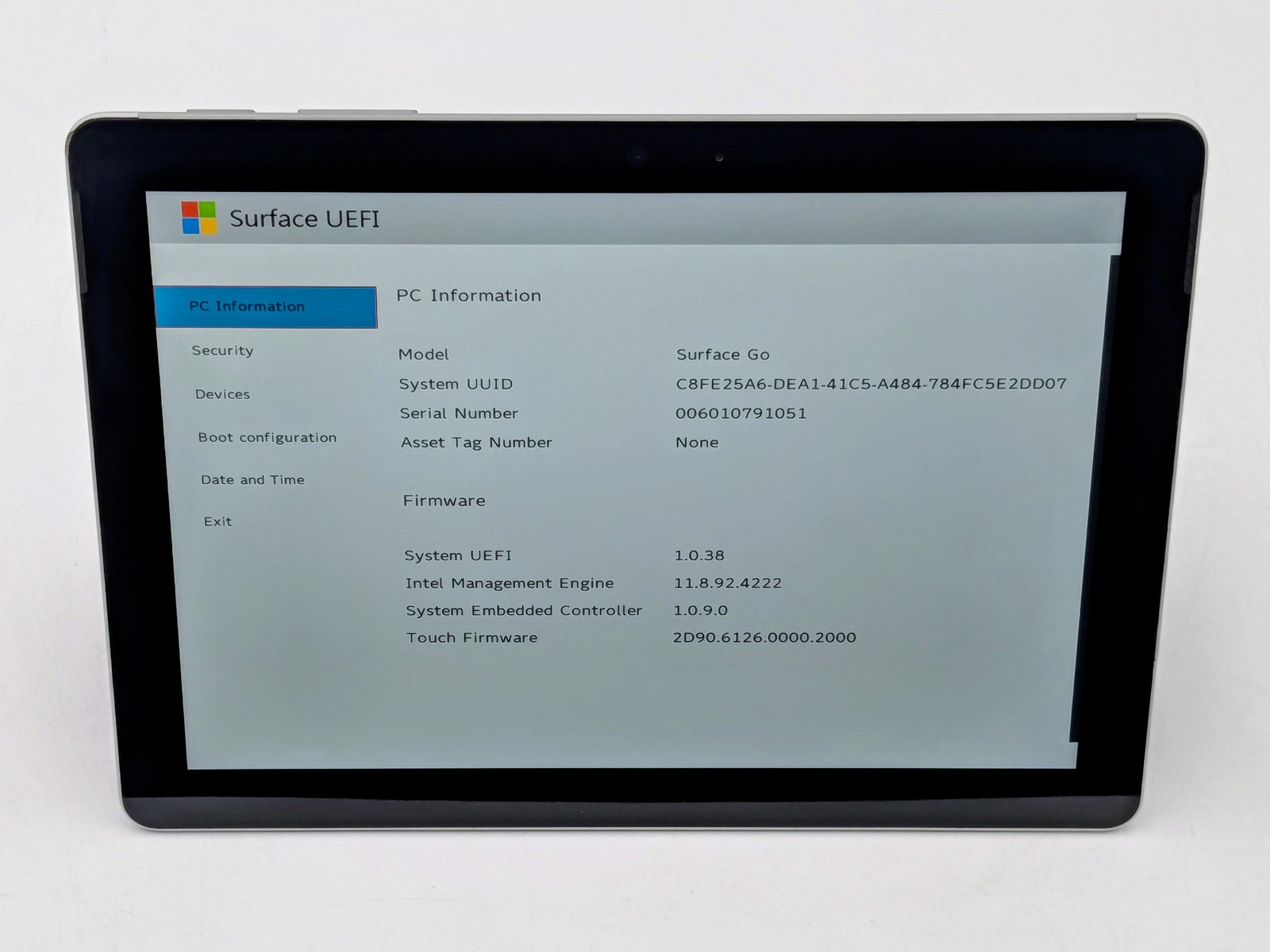 Microsoft Surface Go 10 1900 x 1200 Touch PENTIUM 4415Y 4GB W10P IRCam