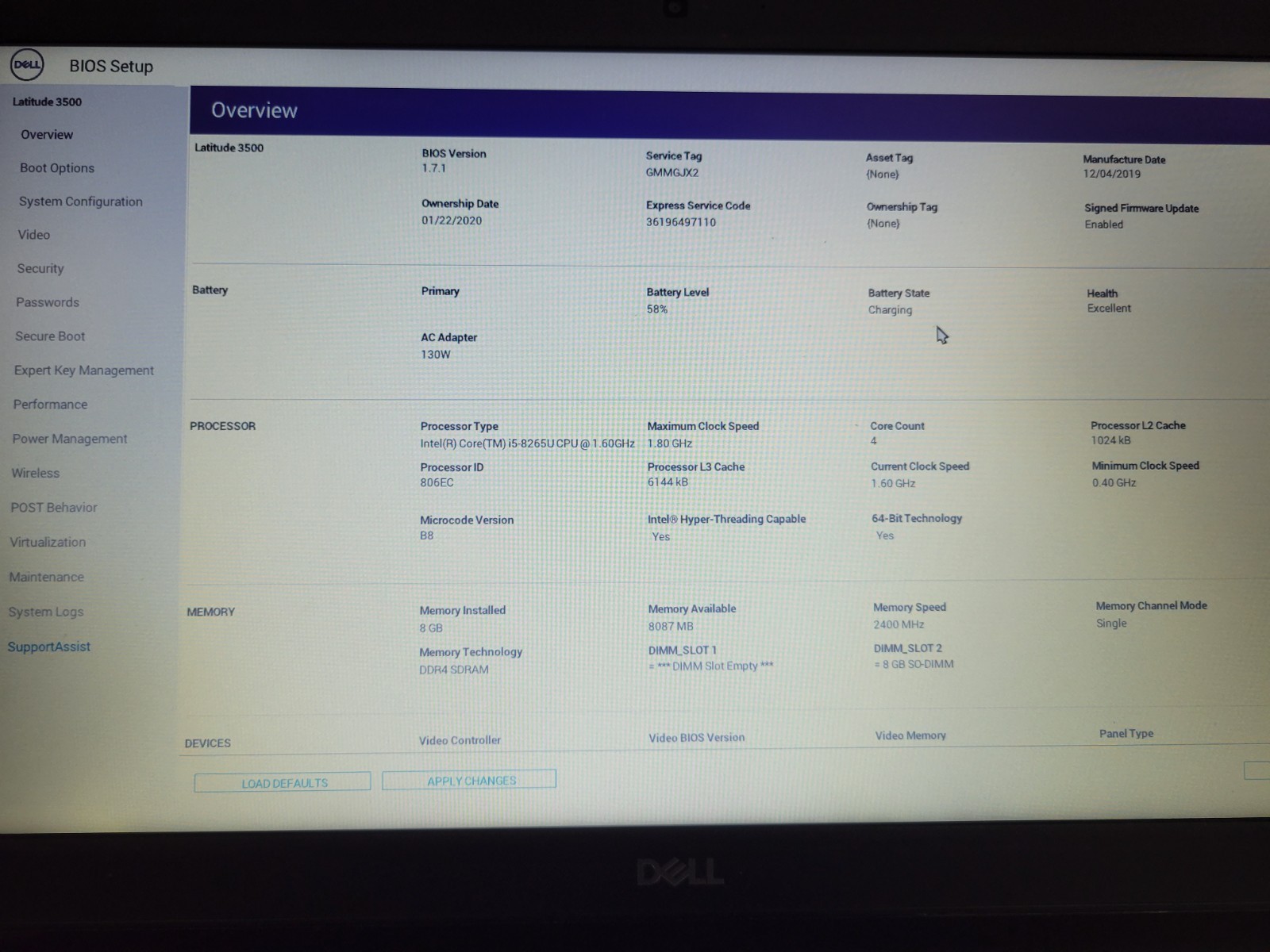 Dell Latitude 3500 14″ i5-8265U 8GB RAM Win 10 Pro *AS IS/No HDD/Read* | LP431