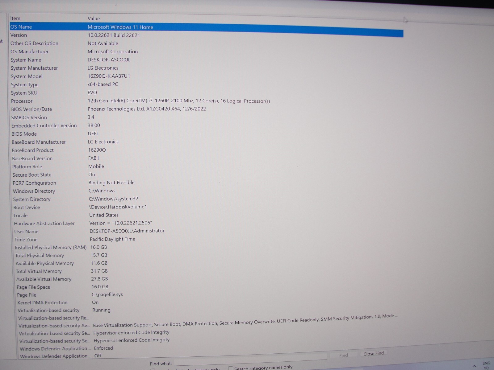 LG Gram 16Z90Q 16”WQXGA Intel Core i7-1260P 2.1GHz 16GB SSD Reset 256GB Charger