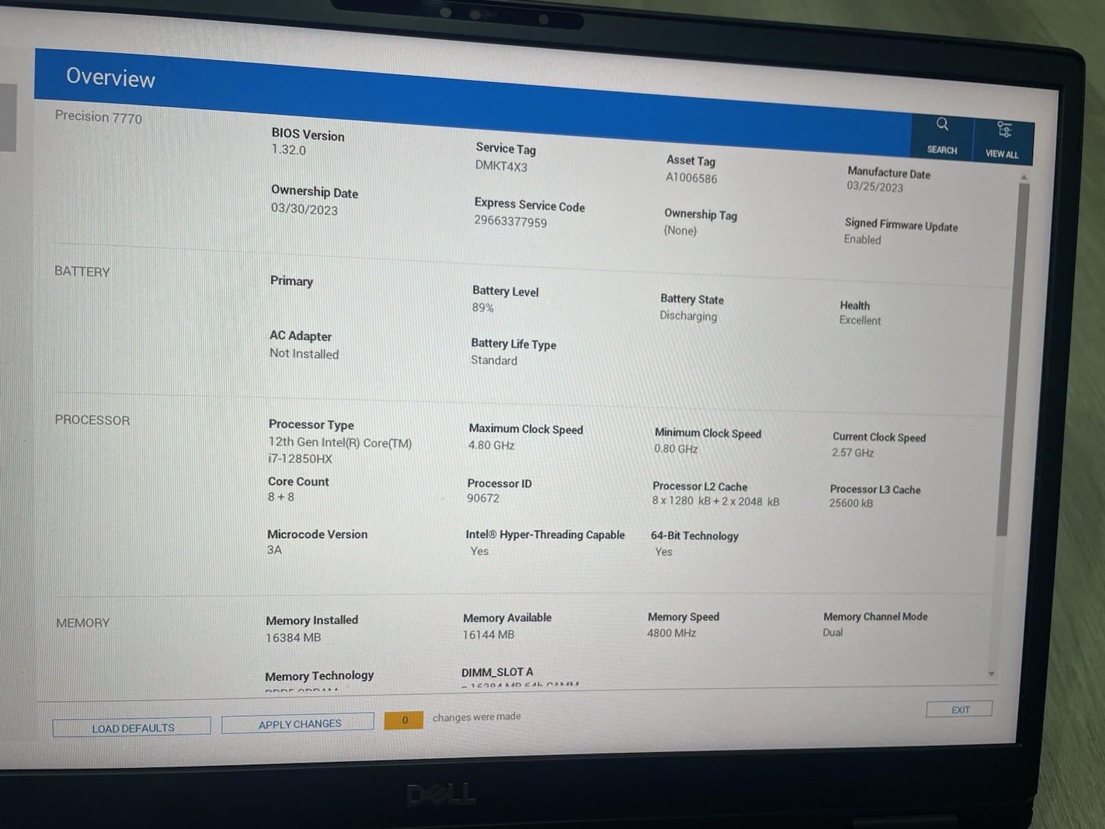 DELL PRECISION 7770 I7-12850HX 16GB Ram 1TB M.2SSD Win 11 Pro