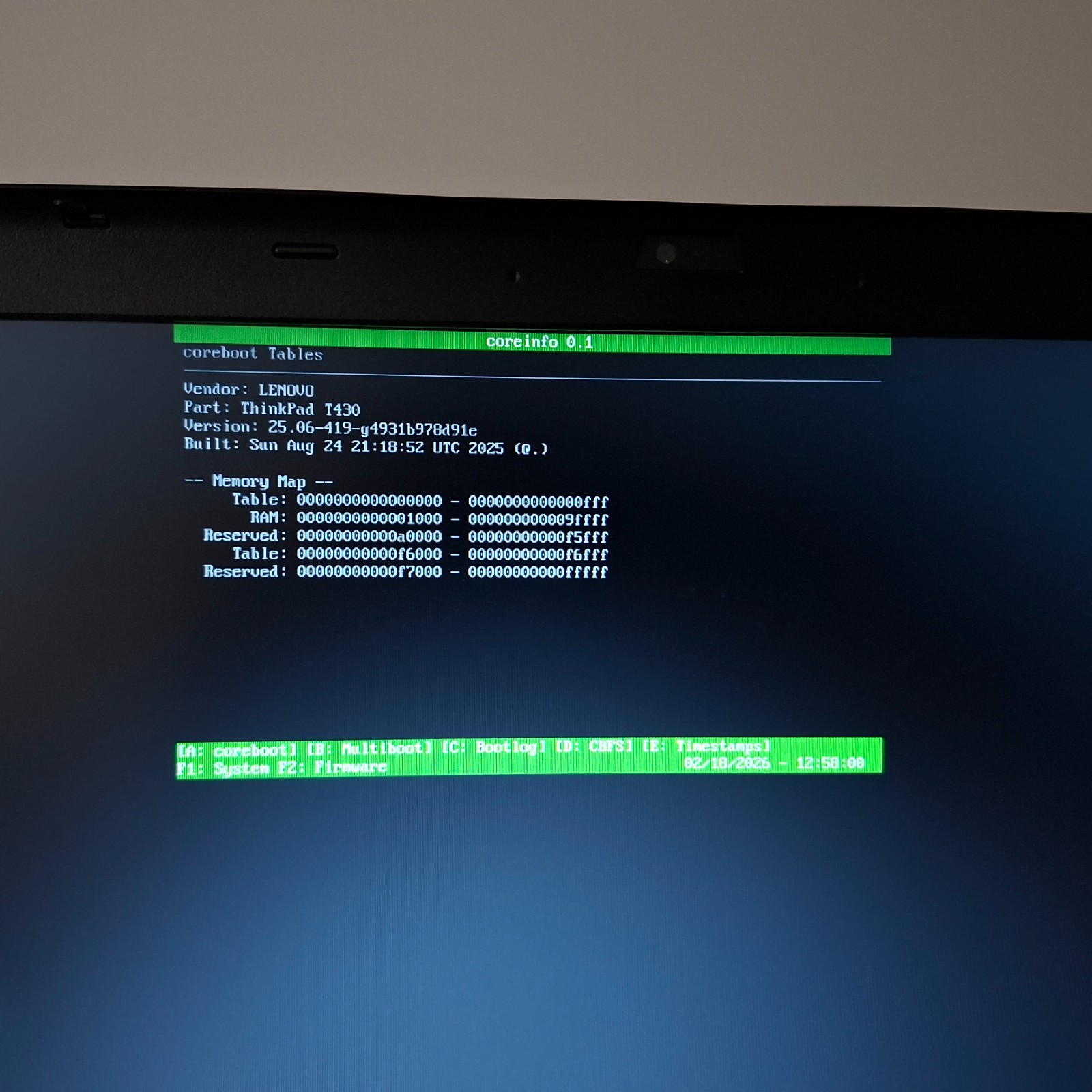 Lenovo ThinkPad T430 | Coreboot (Skulls) | HD+ 1600×900 | 8GB RAM | 128GB SSD