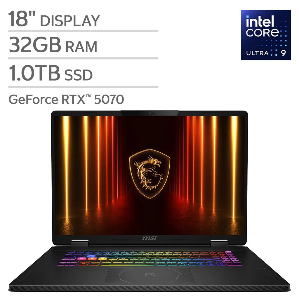 MSI Crosshair 18 HX AI 18″ Gaming Laptop – Intel Core Ultra 9 275HX – NVIDIA RTX