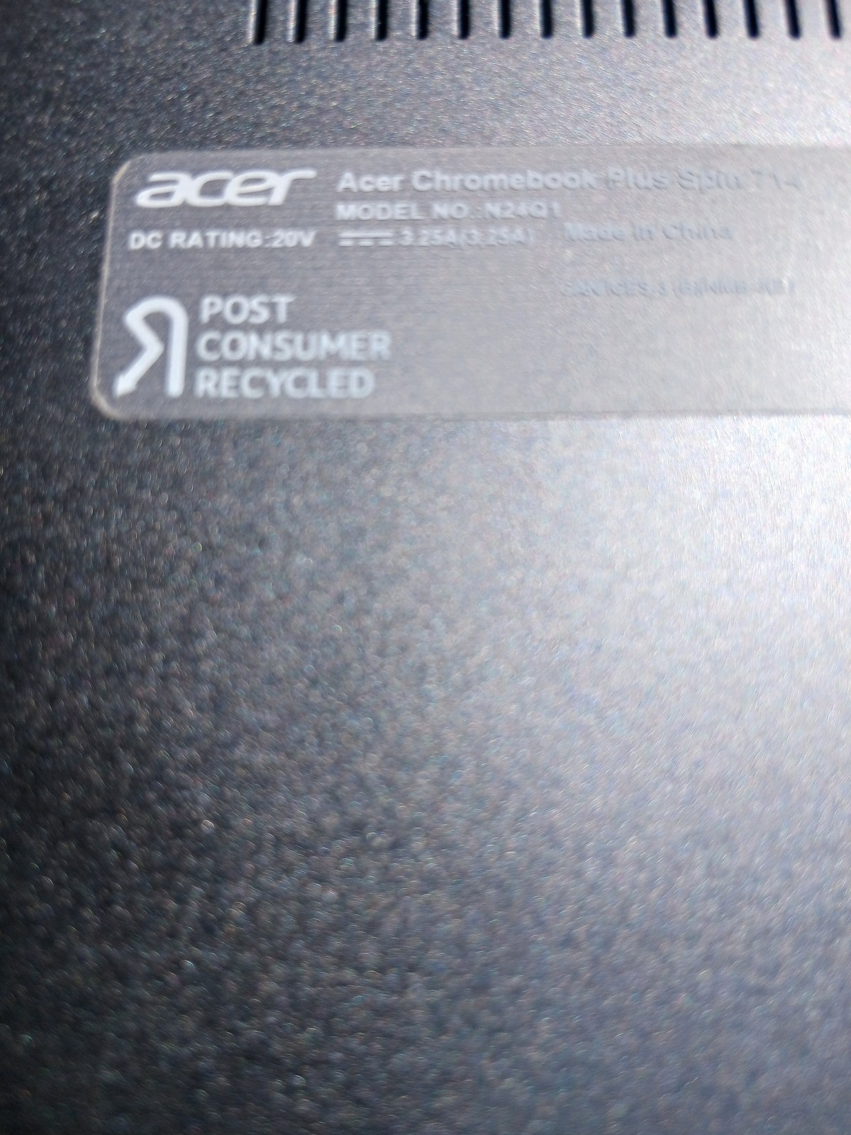 BROKEN ACER N24Q1 Laptop Spin 714 Chromebook Plus Intel Ultra 5