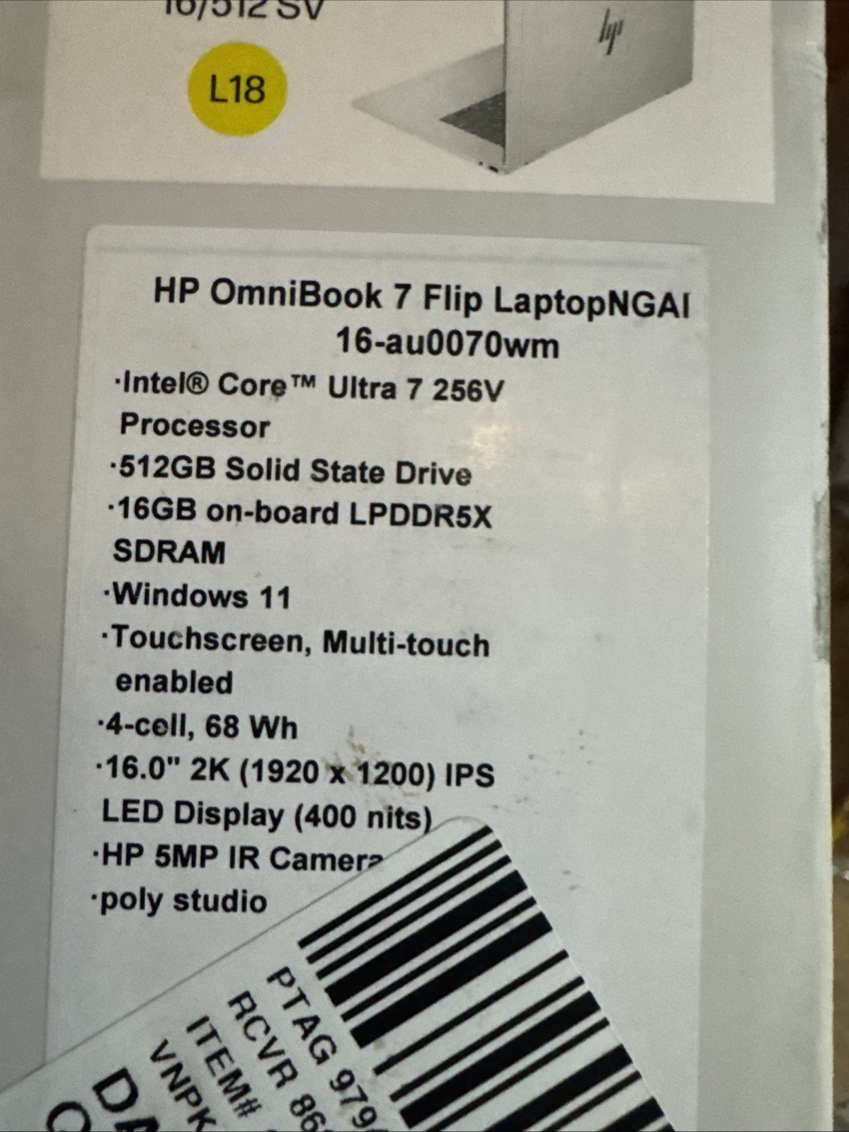 HP OmniBook 7 Flip Next Gen AI Copilot+ PC 16 inch 2-in-1 2K Touch 16-au0070wm