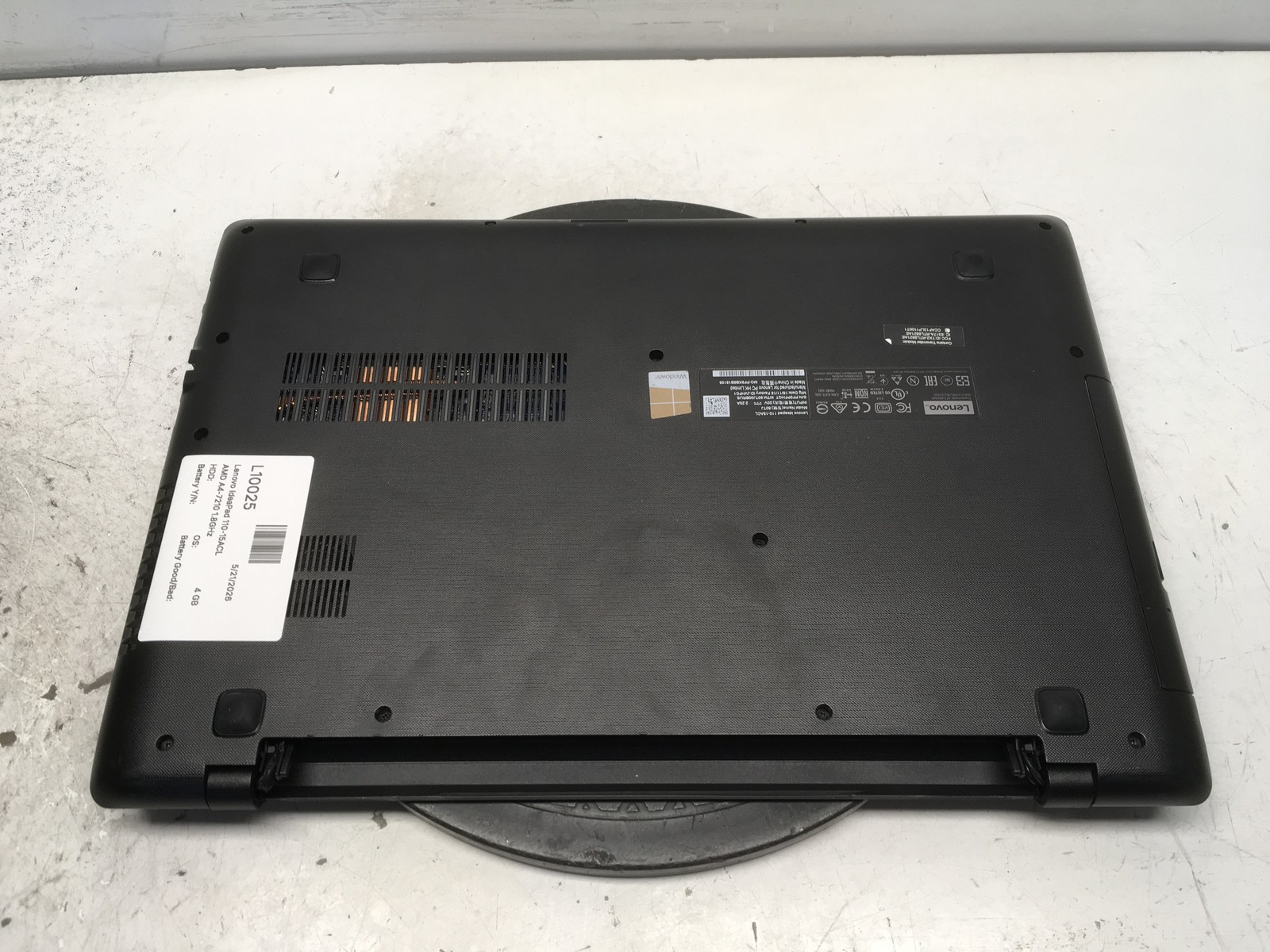 Lenovo IdeaPad 110-15ACL AMD A4-7210 1.8GHz 4 GB NO HDD No Batt