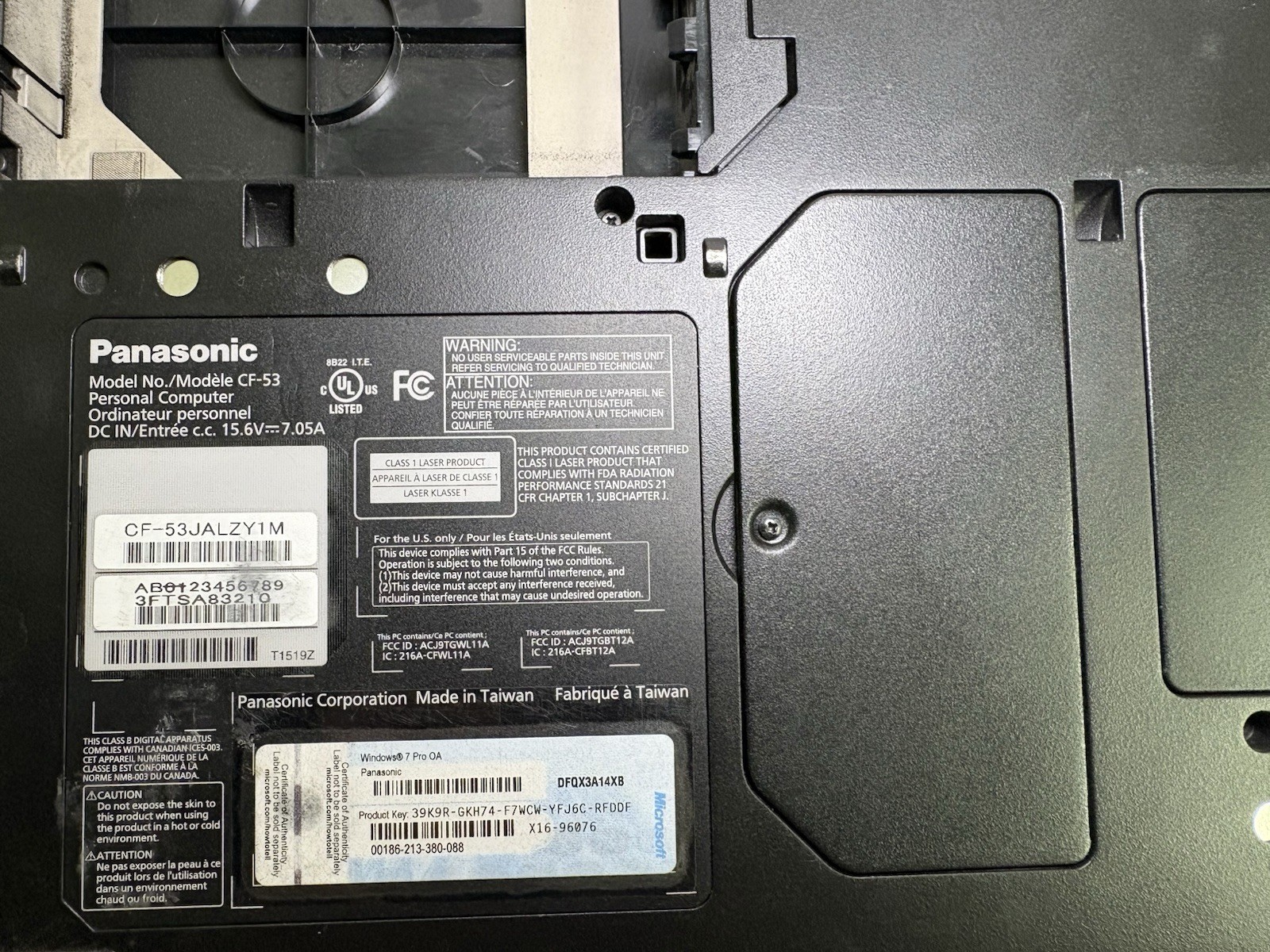 PANASONIC CF-53 Core i5-3340M 2.70GHz 4GB RAM No SSD/Batt