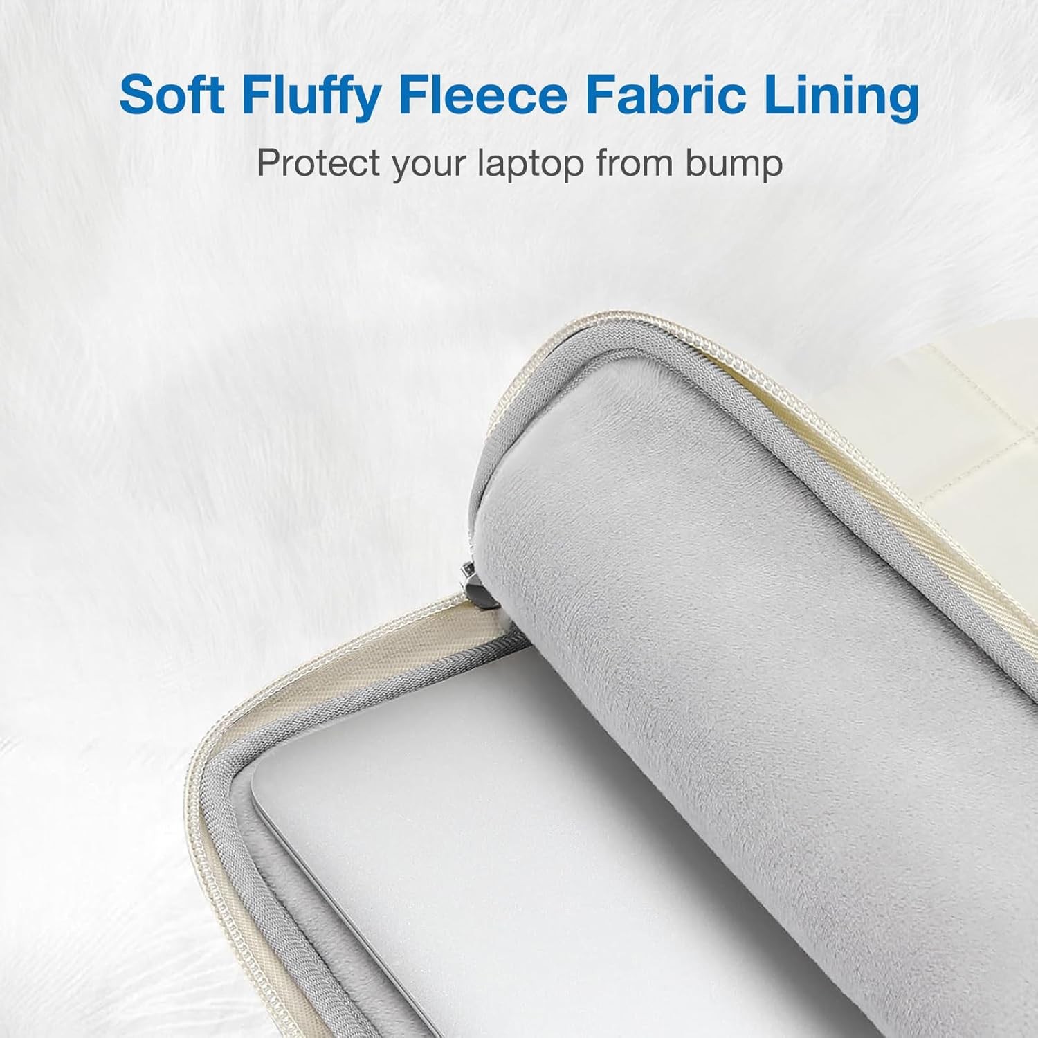 Puffy Laptop Sleeve 13-13.3 inch with Handle & Flower Pendant, Sand Color