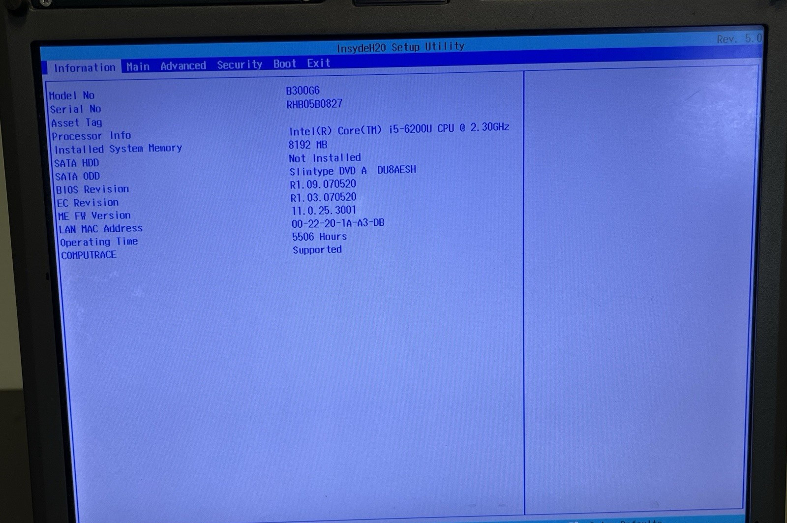 Getac B300 G6 Touchscreen i5-6200U 2.30GHz 8GB Ram No SSD #3