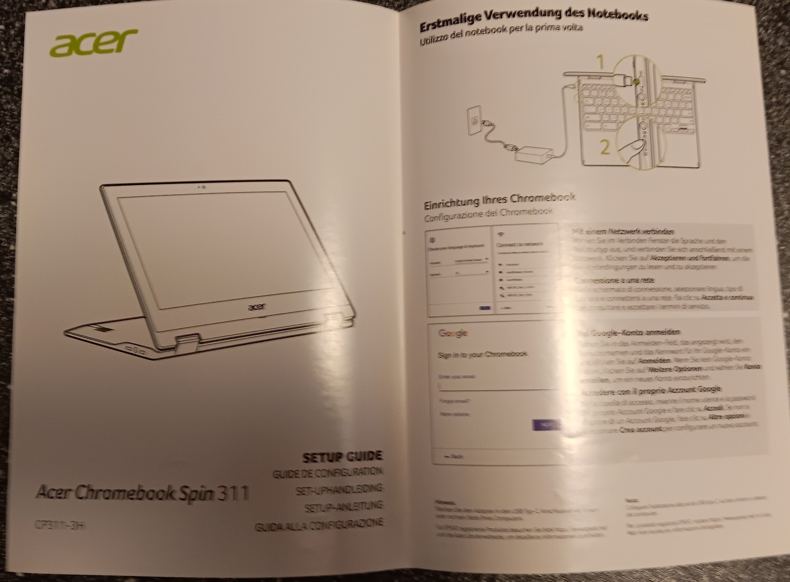 Acer Chromebook Spin 311 CP311-3H series 11.6” touch mint condition 64 GB, 4 GB.