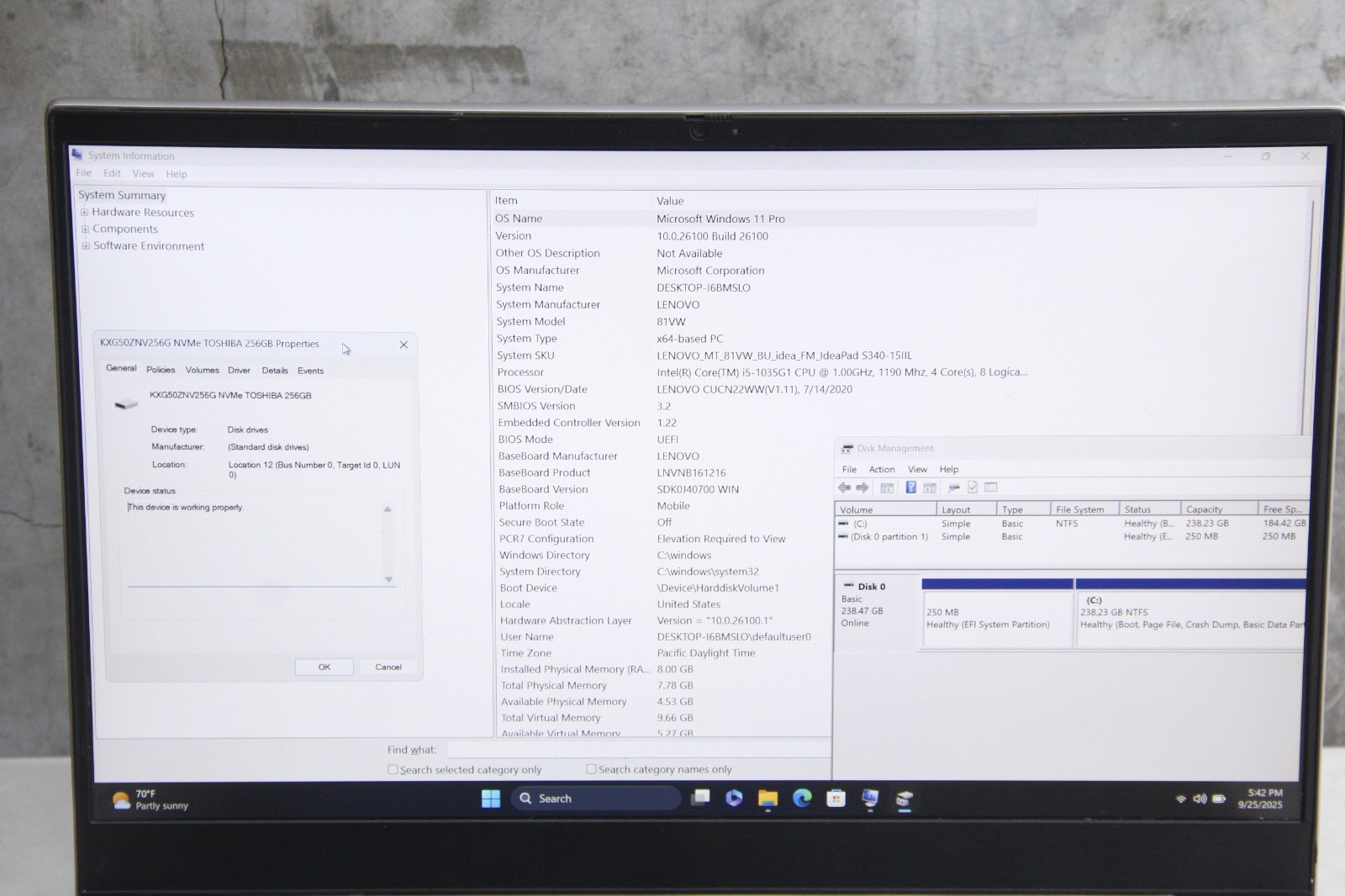 Lenovo IdeaPad 340-15IIL | i5-1035G1, 8GB Ram, 256GB NVMe, Win11P /Grade C-Read