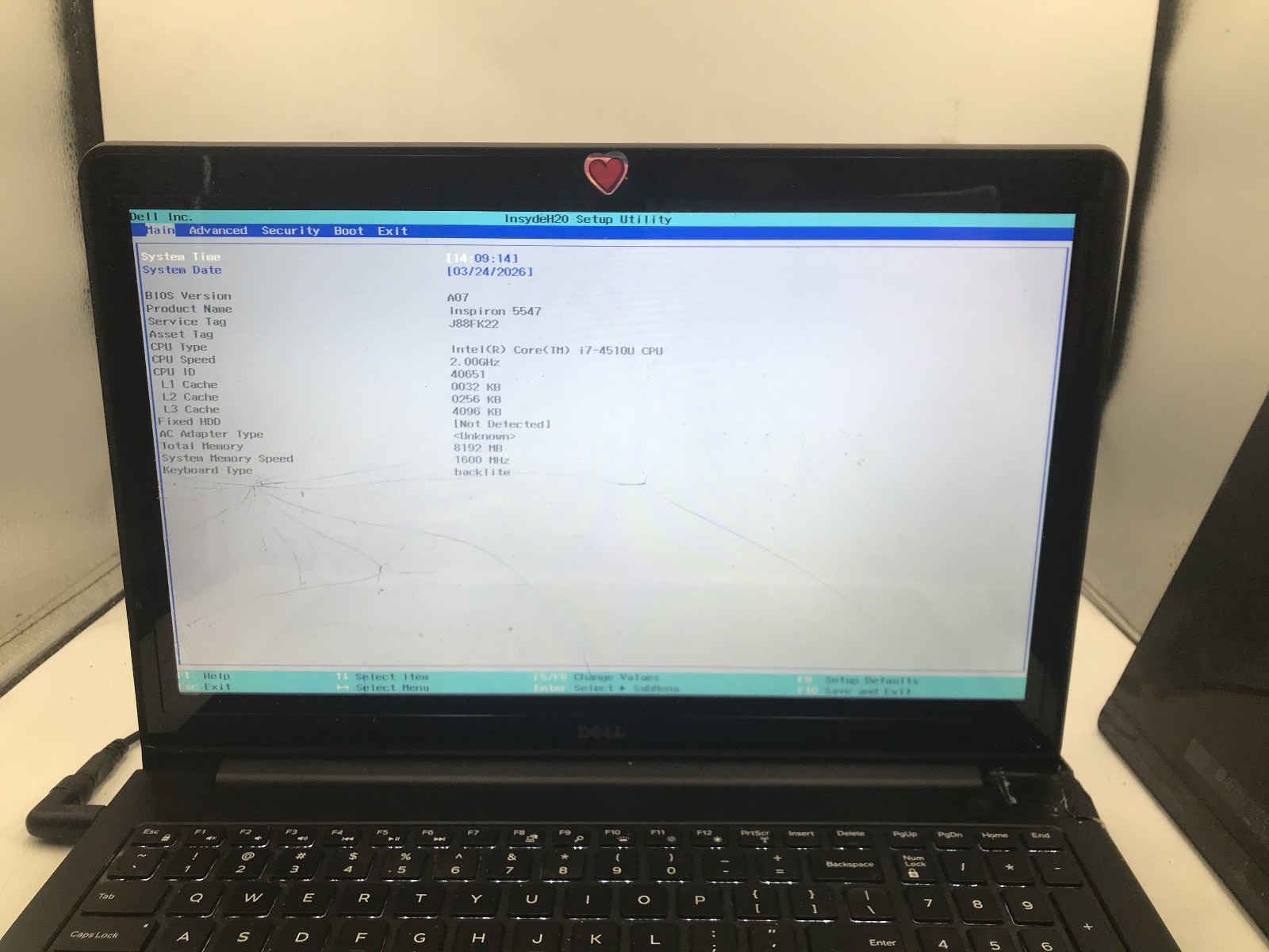 DELL INSPIRON 5547 – BOOTS TO BIOS – INTEL I7 4510U – 4GB RAM – READ DESC – BB