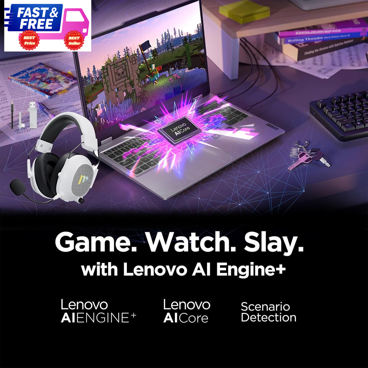 LOQ 15.6″ FHD 144Hz Gaming Laptop Ryzen 7 250 RTX 5050 16GB 512GB SSD Win11 Pro