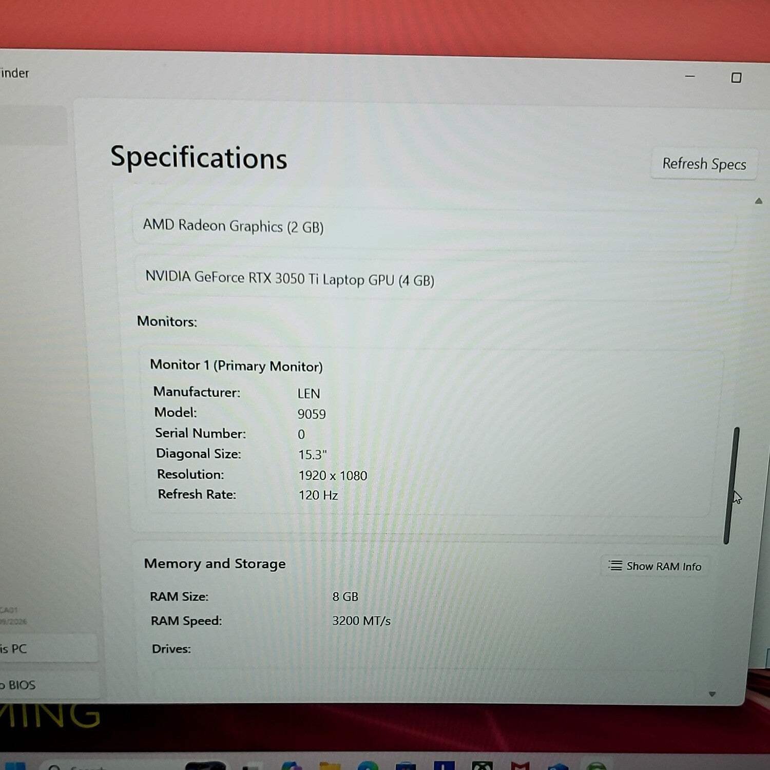 Lenovo IdeaPad Gaming 3 15.6″ Ryzen 5 5600H 8GB256GB 8GB GeForce RTX 3050 Ti