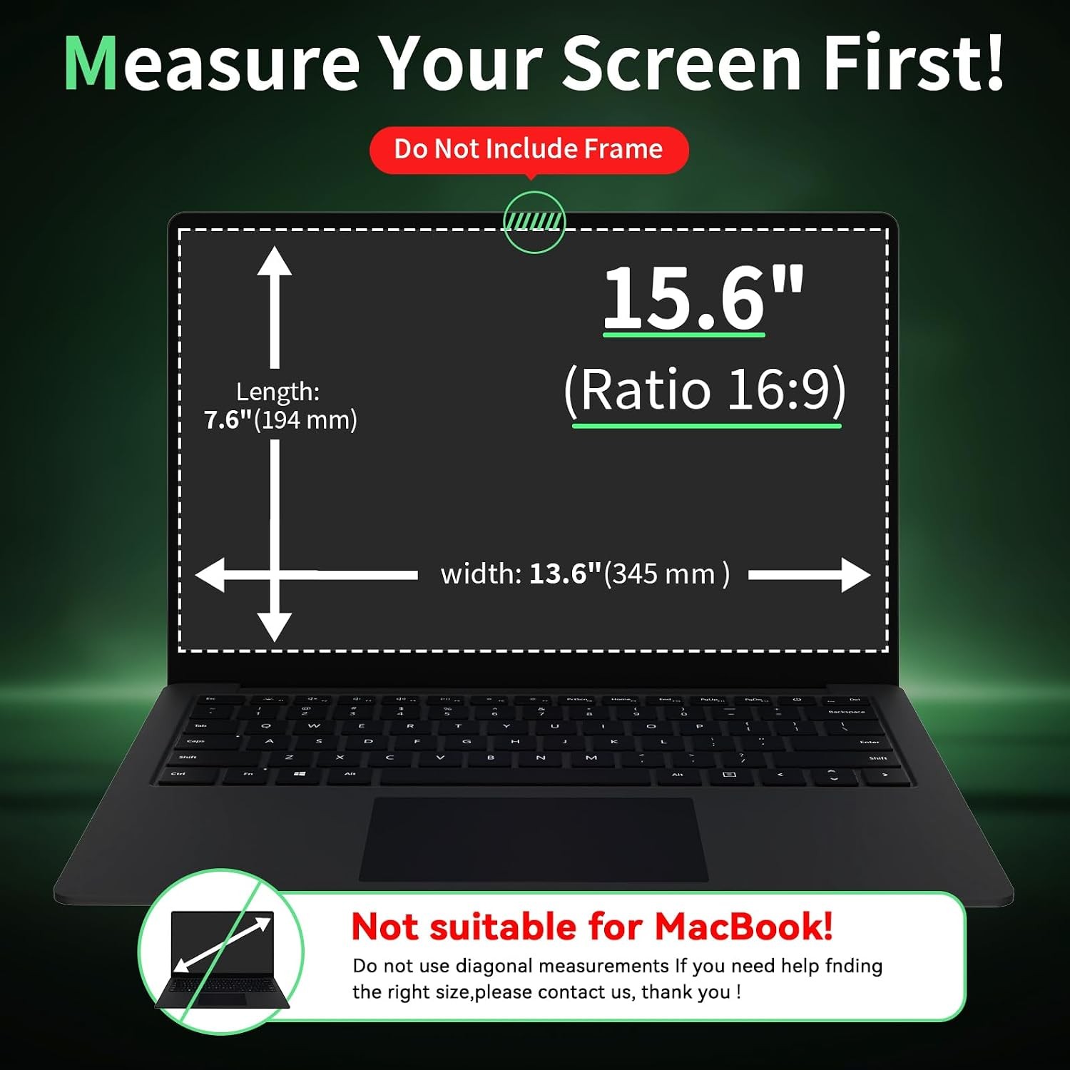 Laptop Privacy Screen 15.6 Inc for 16:9 Aspect Ratio Screen Protector, Anti-Glar