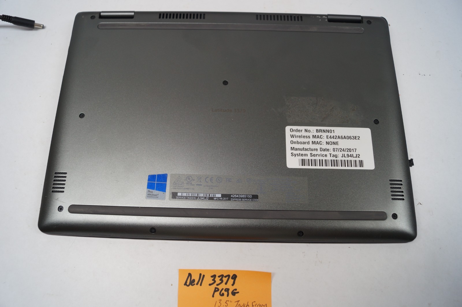 DELL 3379 P69G Latitude 13.5″ 128GB HD 4GB Mem 2GHz Power Cord WORKING PoR B153