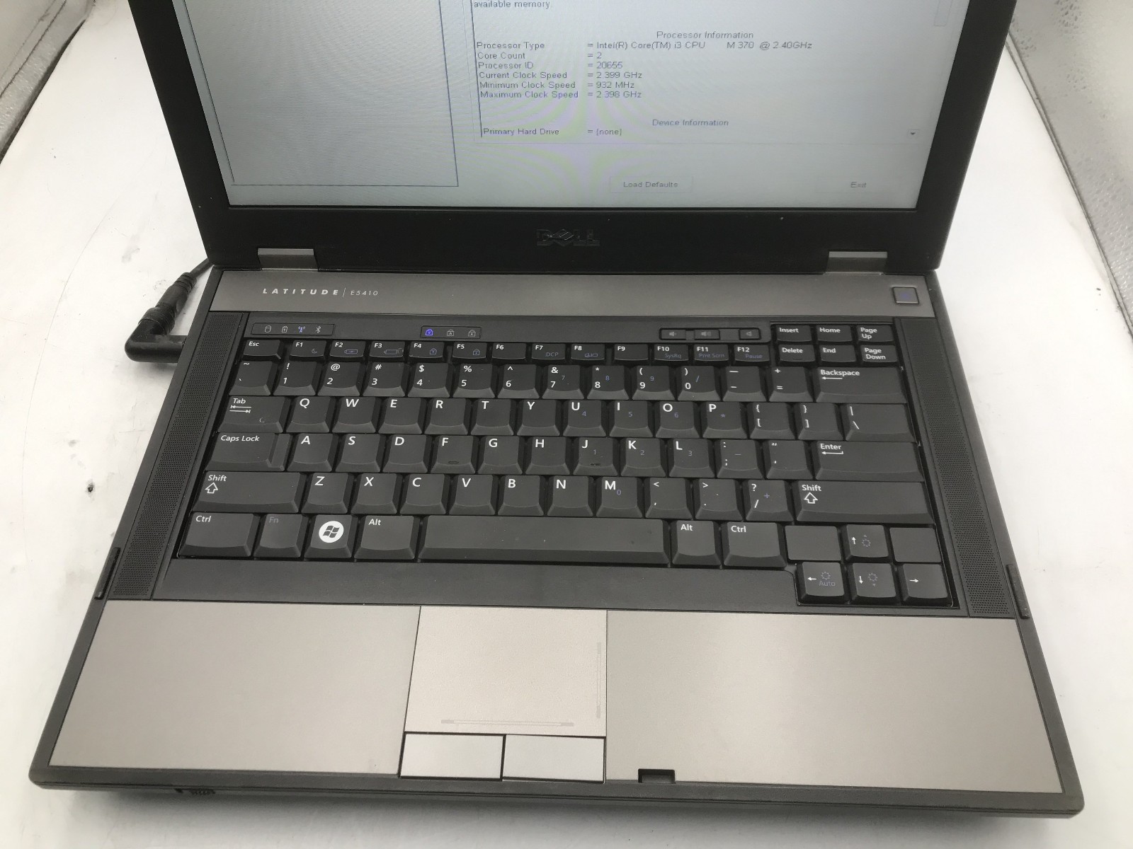 DELL LATITUDE E5410 – BOOTS TO BIOS – INTEL I3 M370 – NO RAM – READ DESCRIP – BB