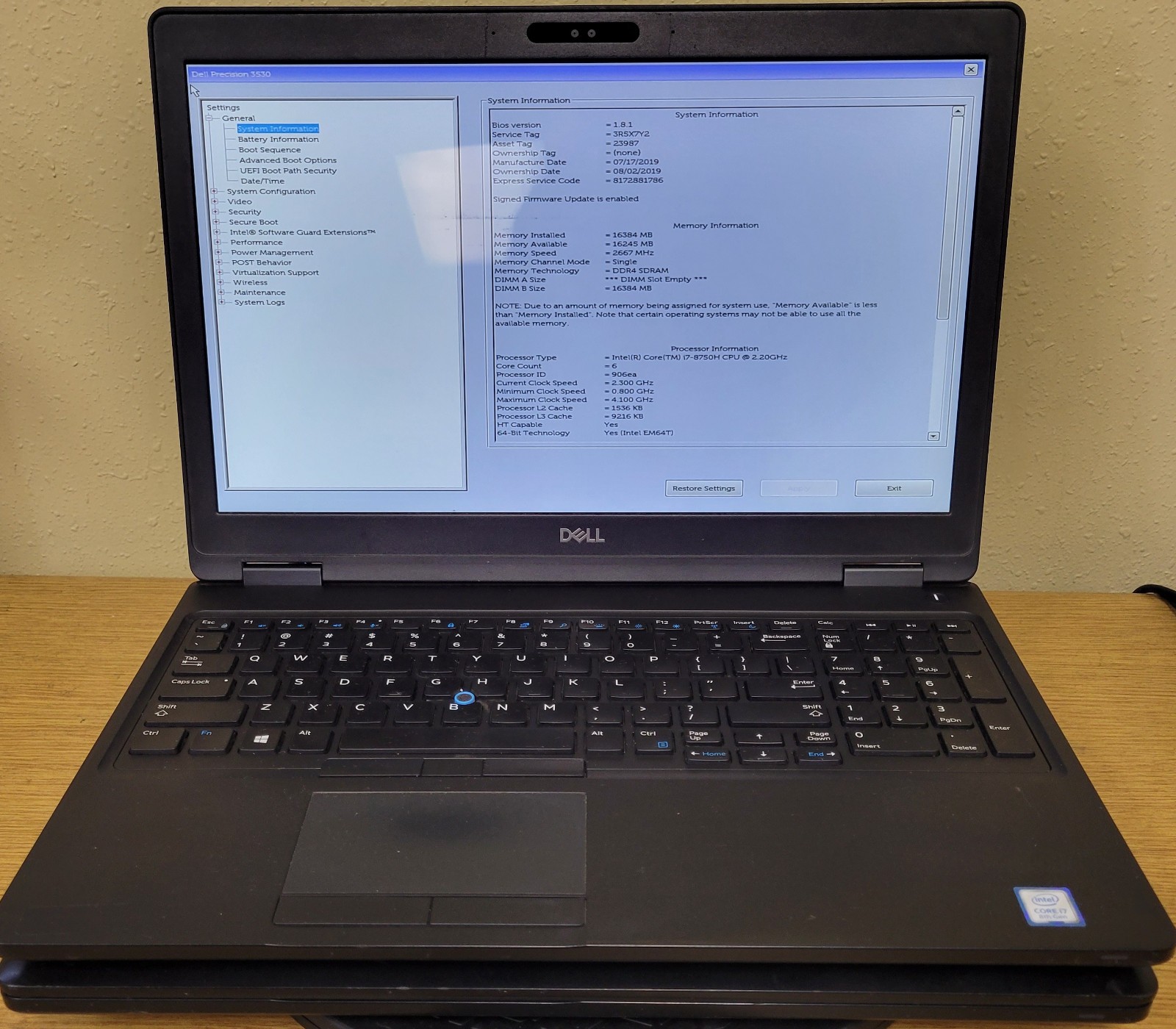 (Lot of 2)Dell Precision 3530 I7-8750H 2.20GHz 16GB Quadro P600 No OS/SSD