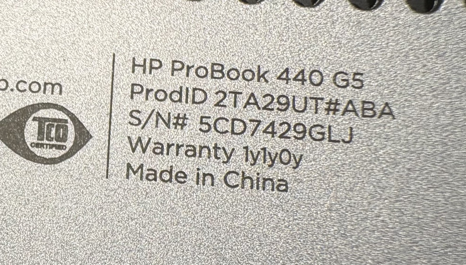 HP ProBook 440 G5 14″ HD i5-8250U @ 1.6 GHz 12 GB 500GB