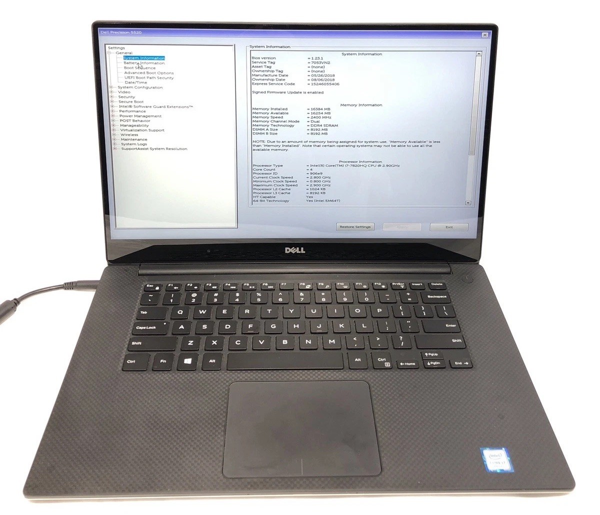 Dell Precision 5520, Intel Core i7-7820HQ @2.90Ghz, 16GB RAM, NO SSD/OS, Touch!