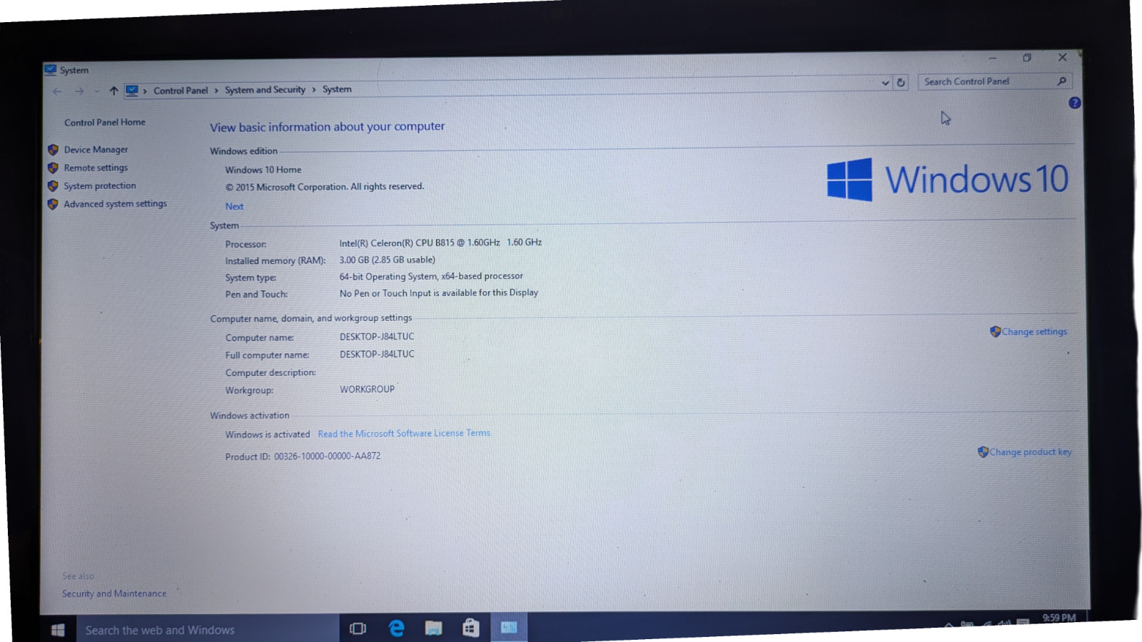 Acer Aspire Celeron 1.6 GHz 3 GB DDR3 320 GB HDD 15.6″ Laptop 5349-2804 WORKS