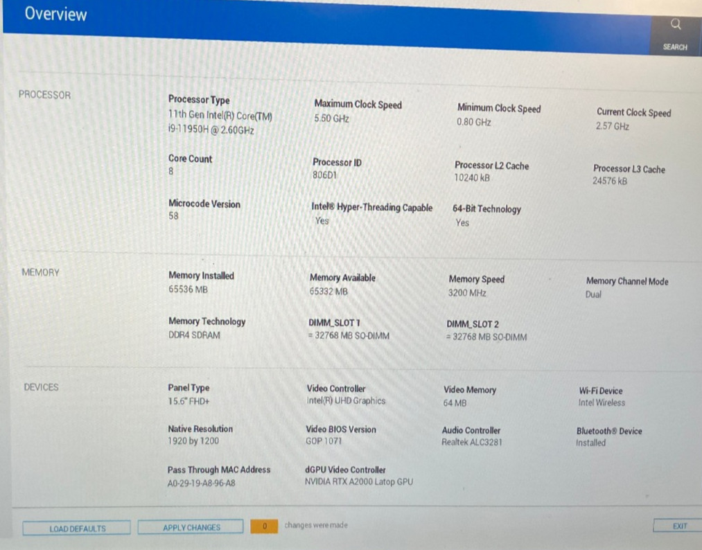 Dell Precision 5560 15″ NVIDIA RTX A2000 2.6GHz Intel Core i9-11950H 64GB 1TB
