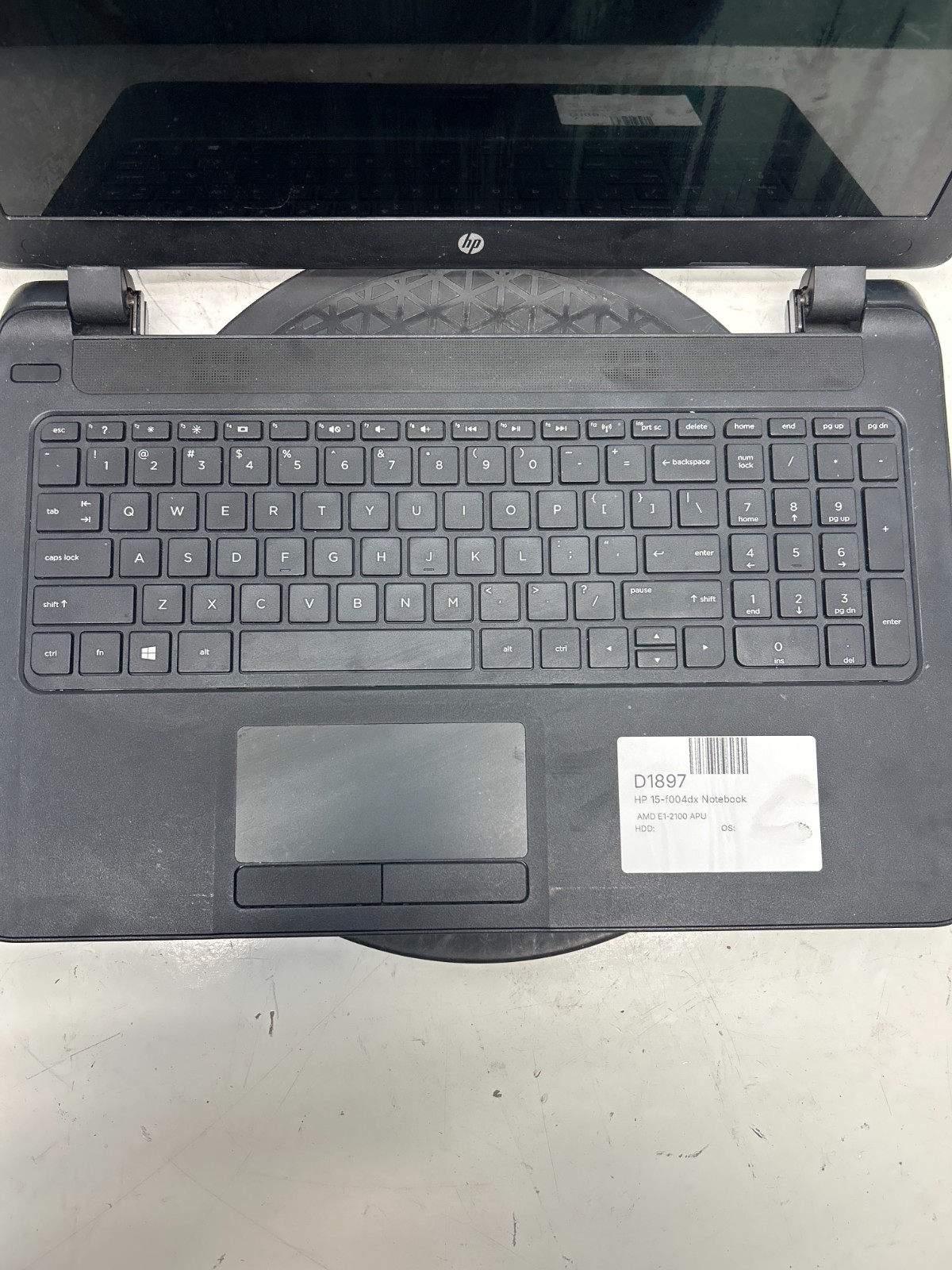HP 15-f004dx Notebook AMD E1-2100 APU NO RAM NO HDD – FOR PARTS