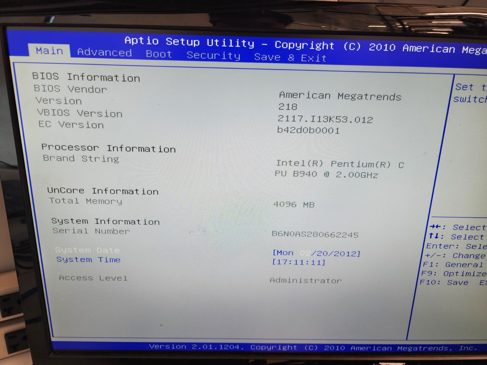 Asus A53E-XN1, Intel Pentium B940 @2.0GHz, 4 GB RAM, No Hdd, Cracked Screen