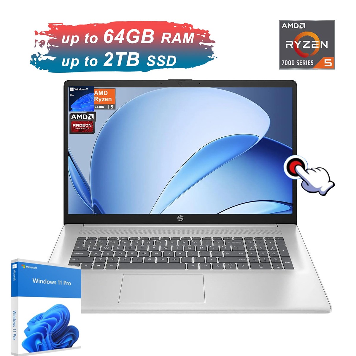 HP 17″ HD+ Business Laptop 2026, AMD Ryzen 5 7430U, Upto 64GB RAM 2TB NVMe SSD