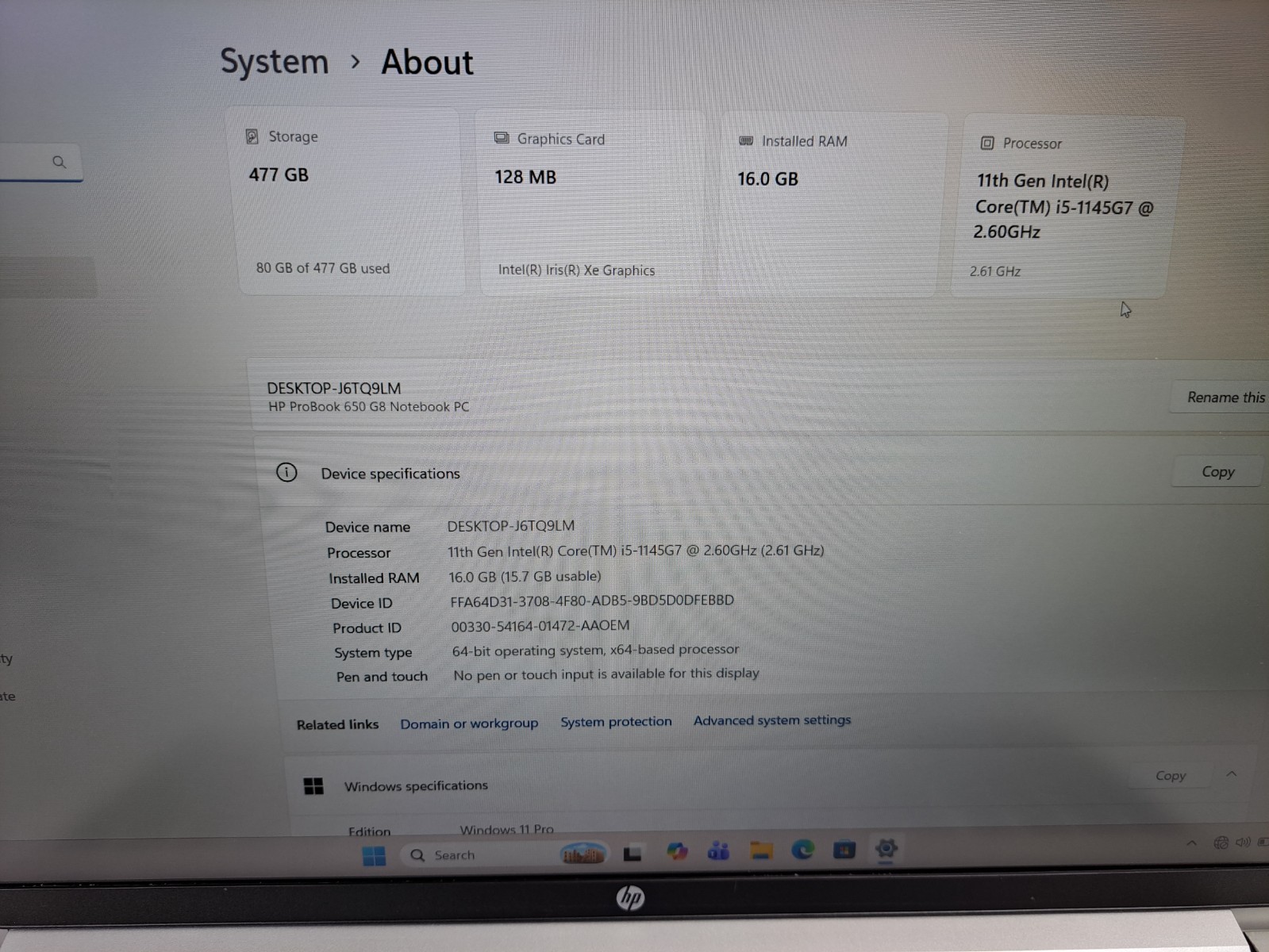 HP ProBook 650 G8 | 11th Gen Intel i5 | 16GB RAM | 512GB SSD | Windows 11 Pro