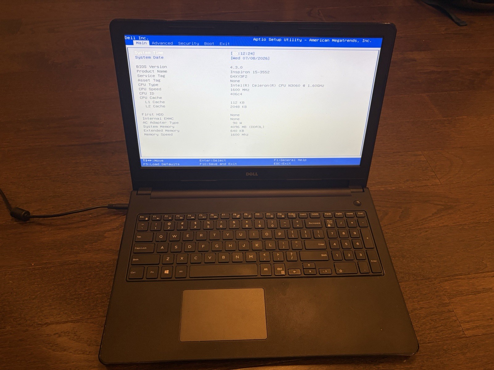 Dell Inspiron 15-3552 15.6″ 4GB RAM, Celeron N3060, No HDD, ODD + Charger Tested
