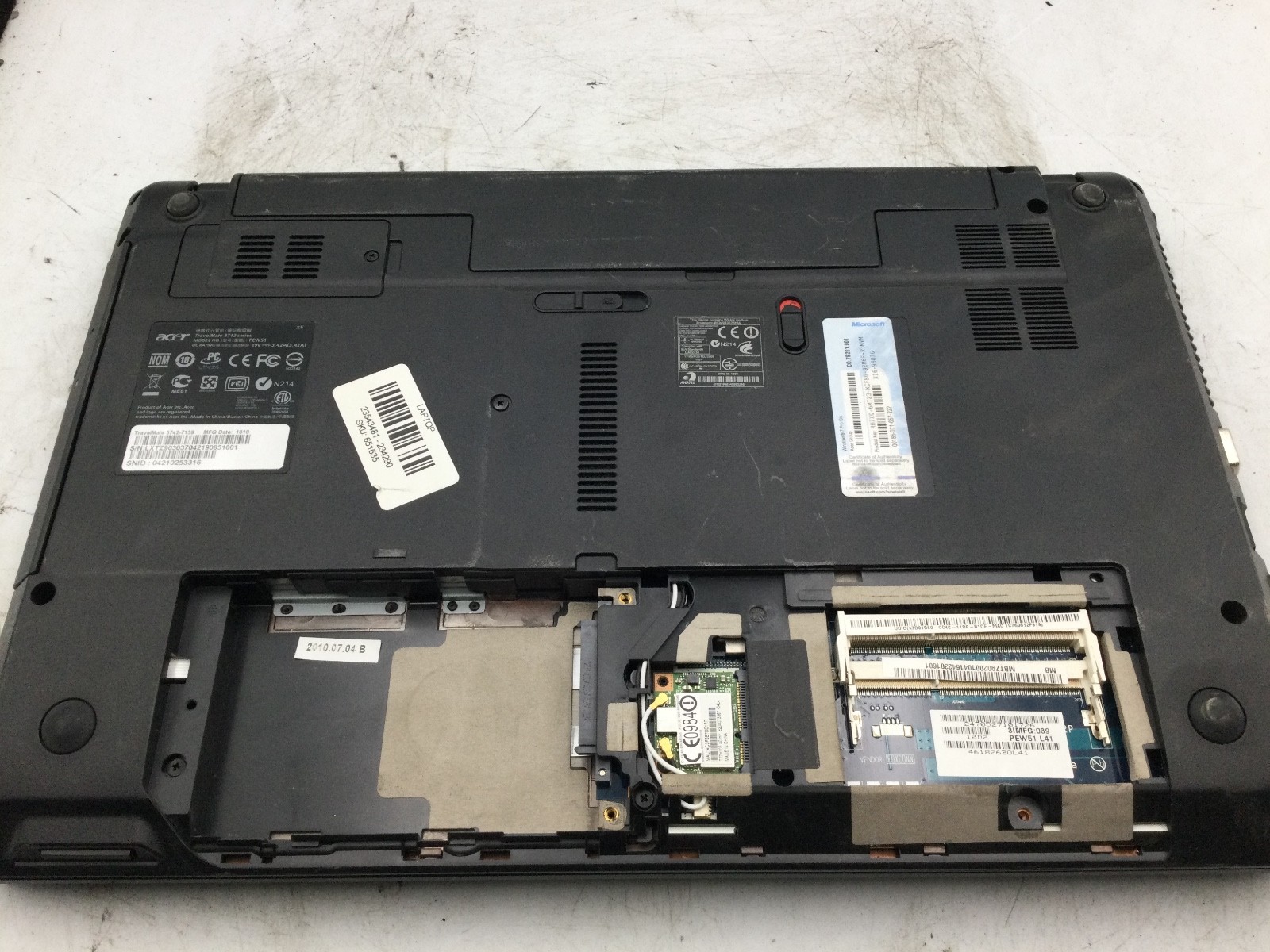 ACER TRAVELMATE 5742 – BOOTS TO BIOS – INTEL I3 M380 – NO RAM – READ DESCRIP-BB