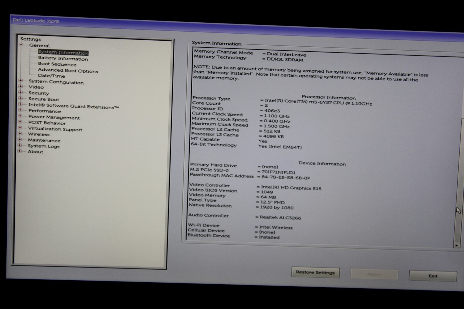 Dell Latitude 7275 Touch 2in1 _ m5-6Y57 _ 8GB / 256GB _ No OS *READ