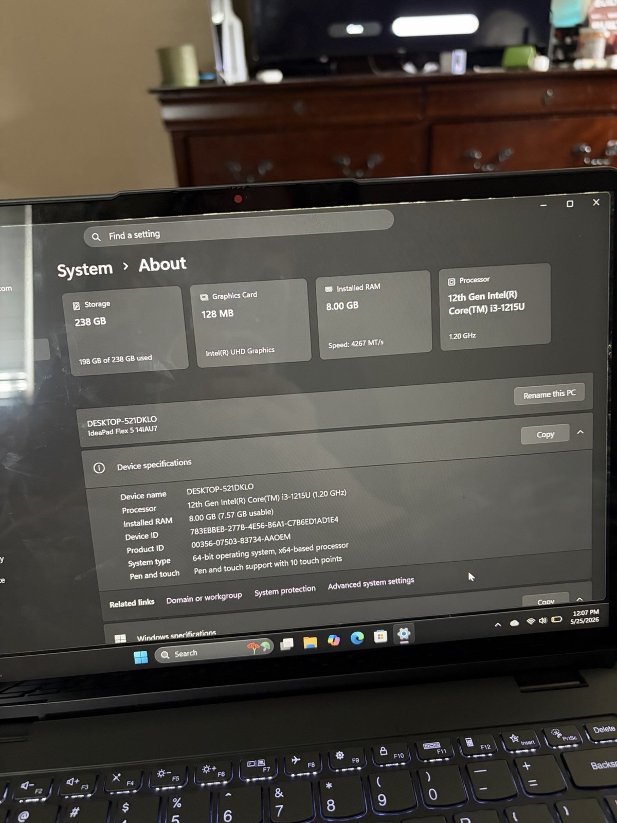 Lenovo IdeaPad Flex 5 14IAU7 14″ i3-1215U 8GB 238GB SSD Win 11 Gray