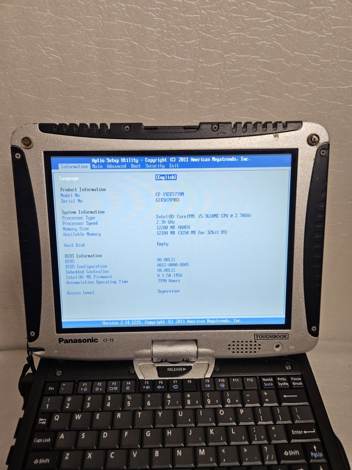 Lot Of 8 Panasonic Toughbook CF-19, i5-3610ME @ 2.7GHz, Tested Grade C