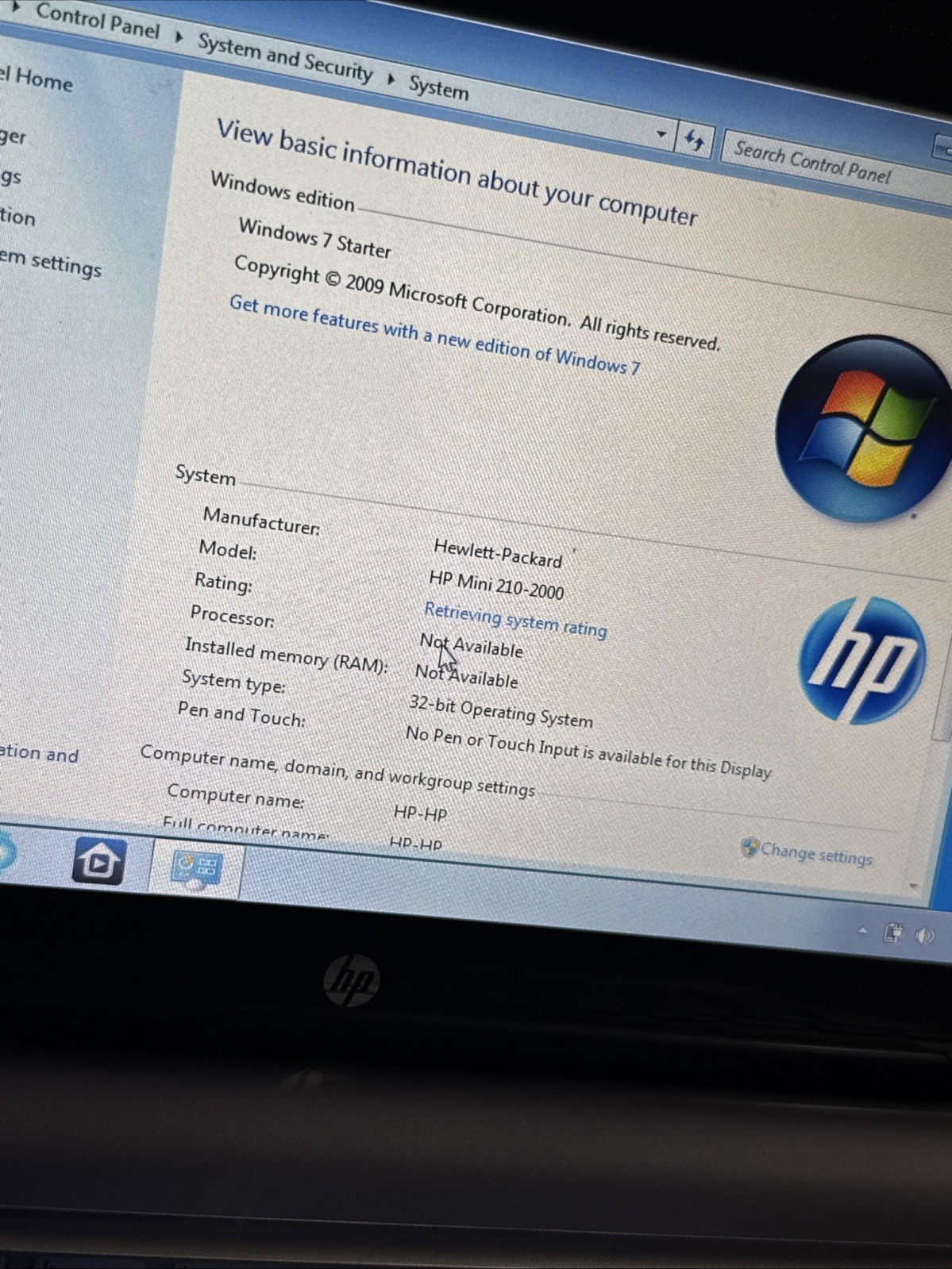 HP Mini 210-21000 Netbook Laptop Bad Battery