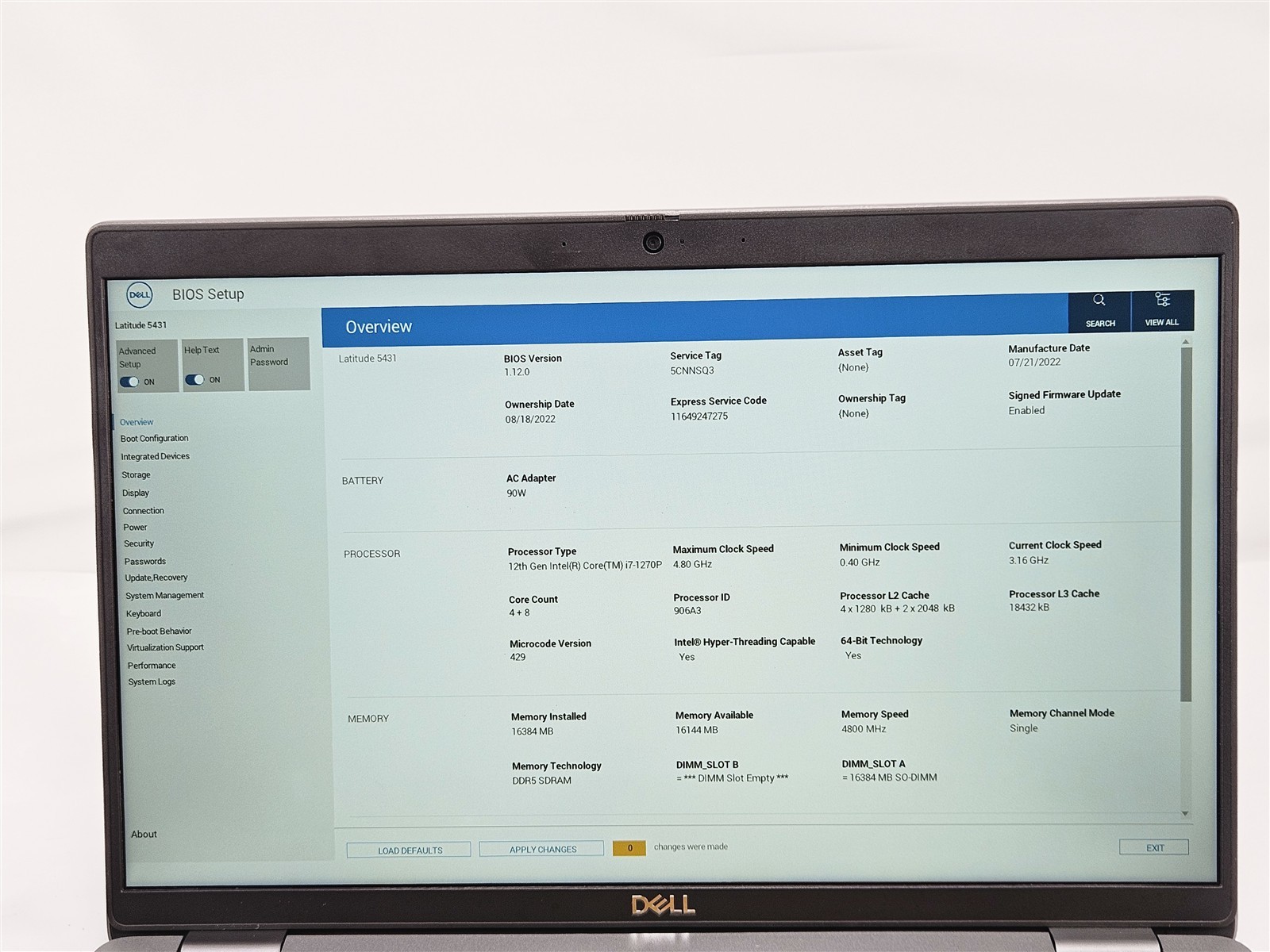 Dell Latitude 5431 Intel i7-1270P 2.2GHz 16GB 256GB SSD 14″ Business Laptop