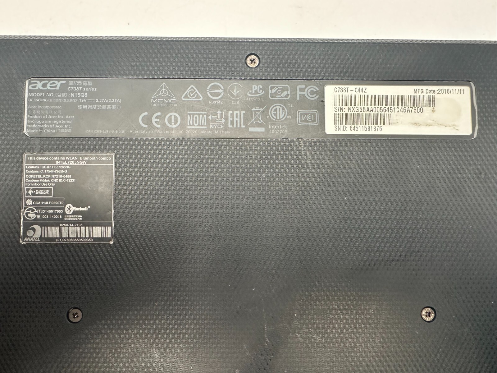 Acer Chromebook C738T N15Q8 11.6″ Touch-screen – Fast Ship