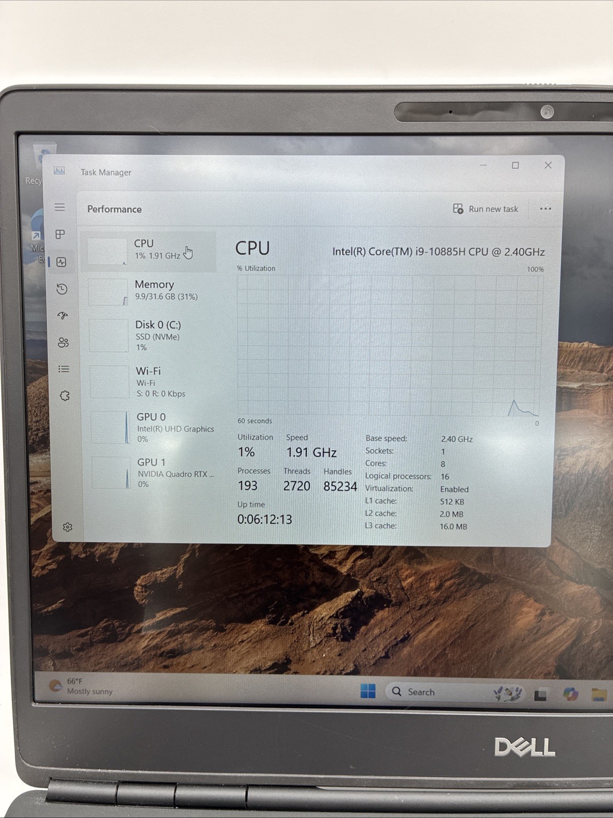 Dell Precision 7550 NVIDIA Quadro RTX 3000 2.4GHz Intel Core i9-10 32GB 1TB |L40
