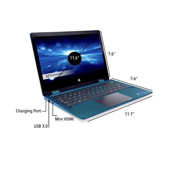 Gateway Convertible 11.6″ (64GB SSD, Intel Celeron 4020, 1.10GHz, 4GB RAM)…