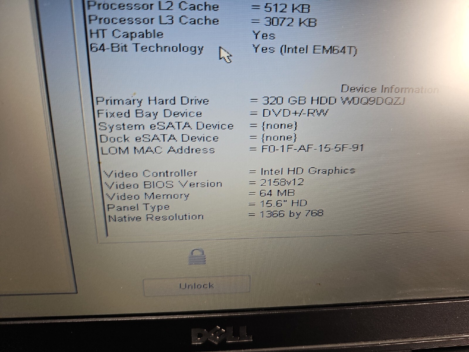 DELL LAPTOP Latitude E5530 Core i5- 15.6″ 4GB 320GB HDD BOOTS NO OS