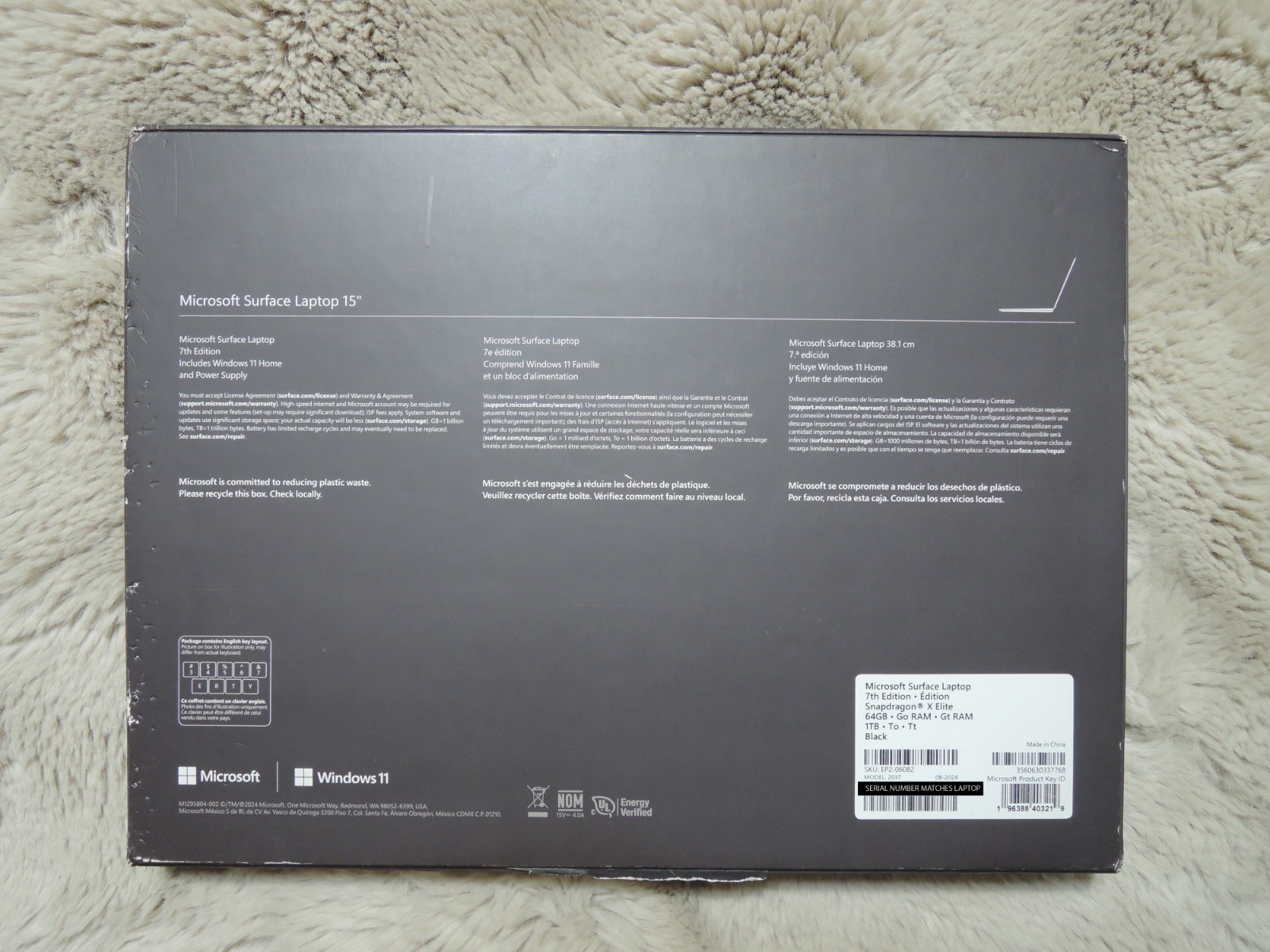 Microsoft Surface 15″ Laptop 7 BLACK 1TB SSD 64GB X1E 12 CORE 3.40 GHz Win 11
